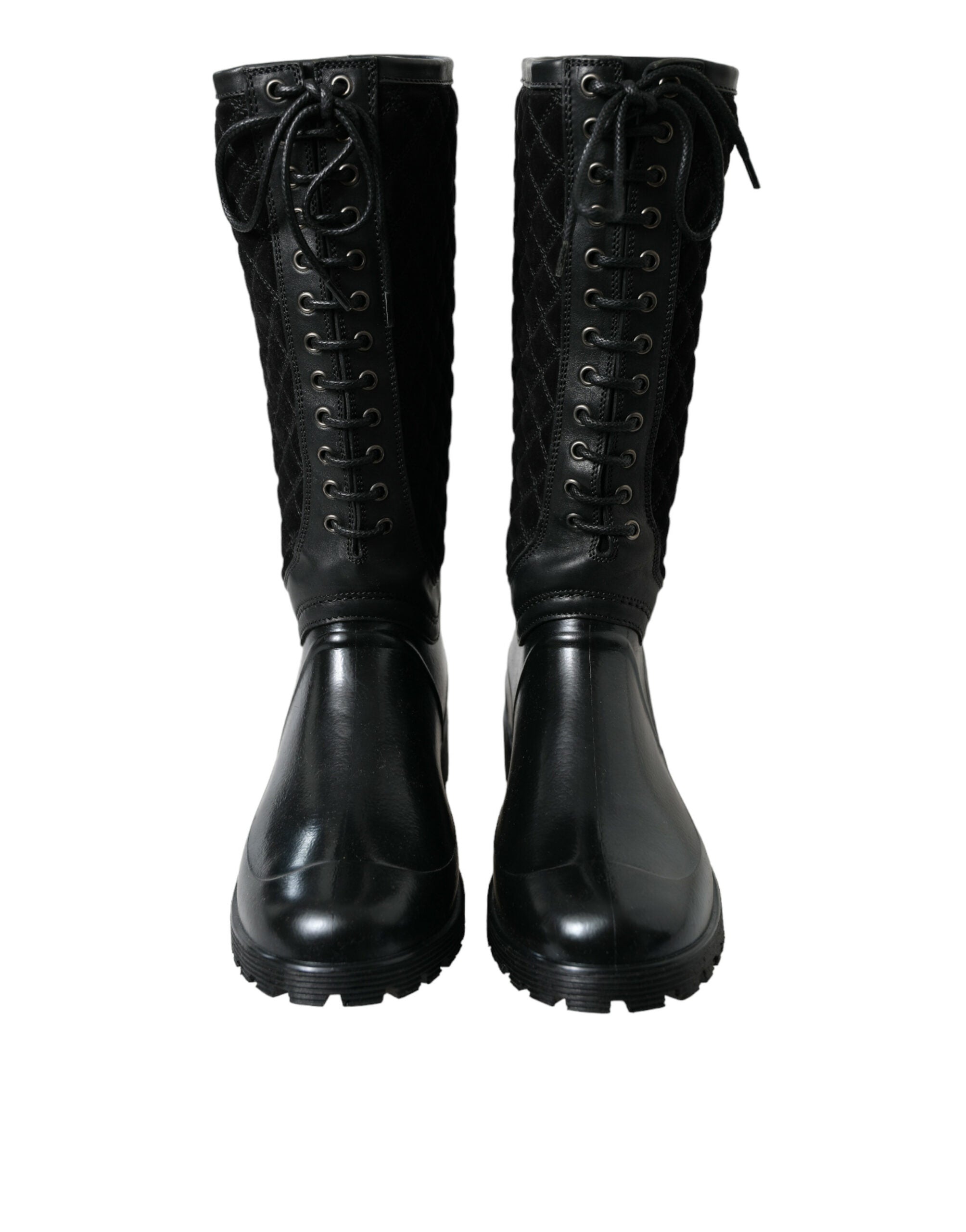 Dolce & Gabbana Elegant Quilted Lace-Up Rain Boots LUNESCAPE