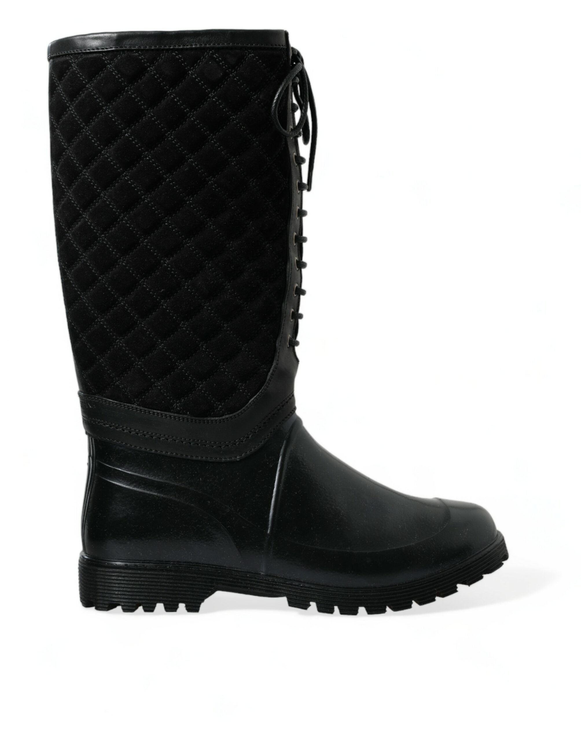 Dolce & Gabbana Elegant Quilted Lace-Up Rain Boots LUNESCAPE