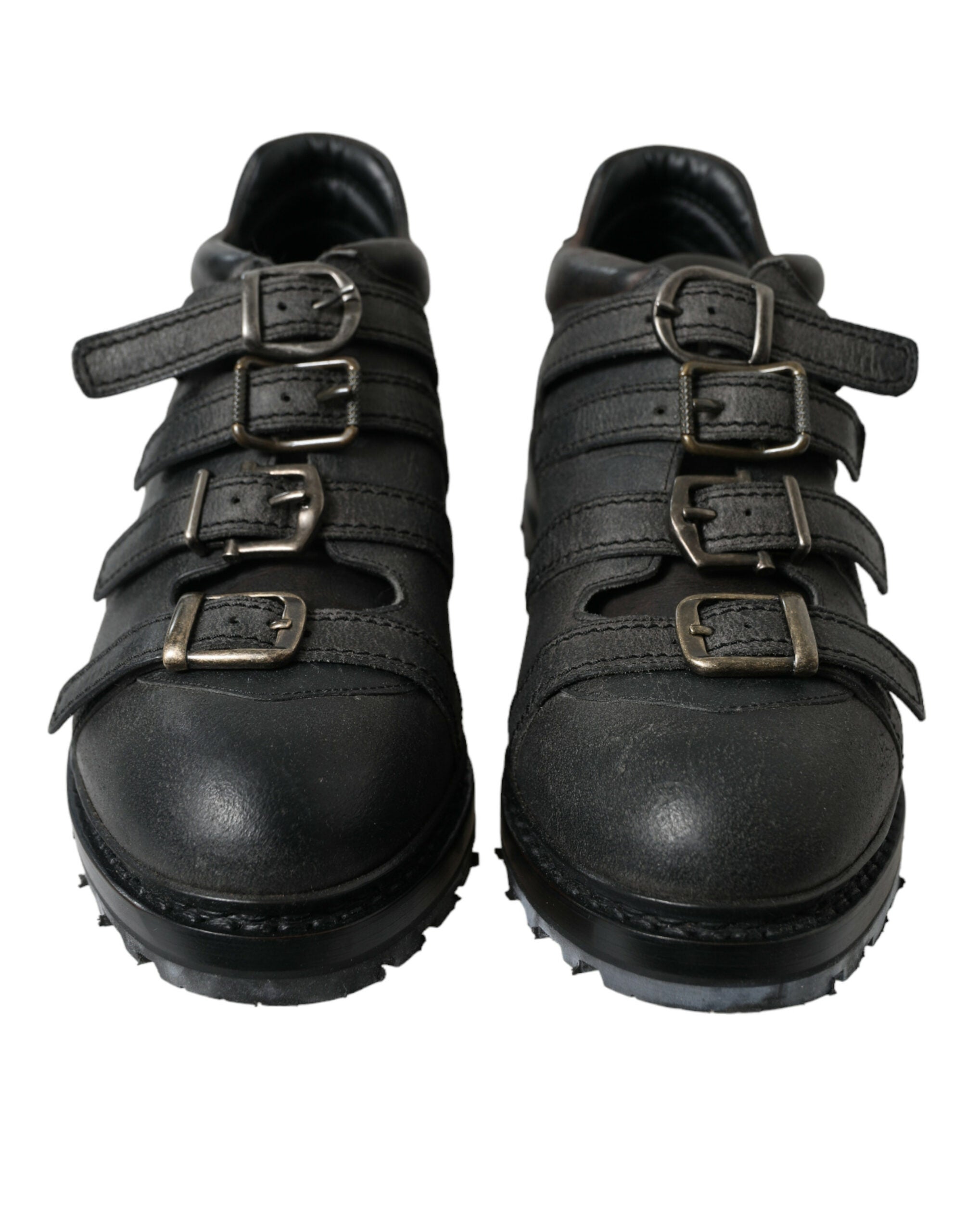 Dolce & Gabbana Black Leather Ankle Strap Boots LUNESCAPE