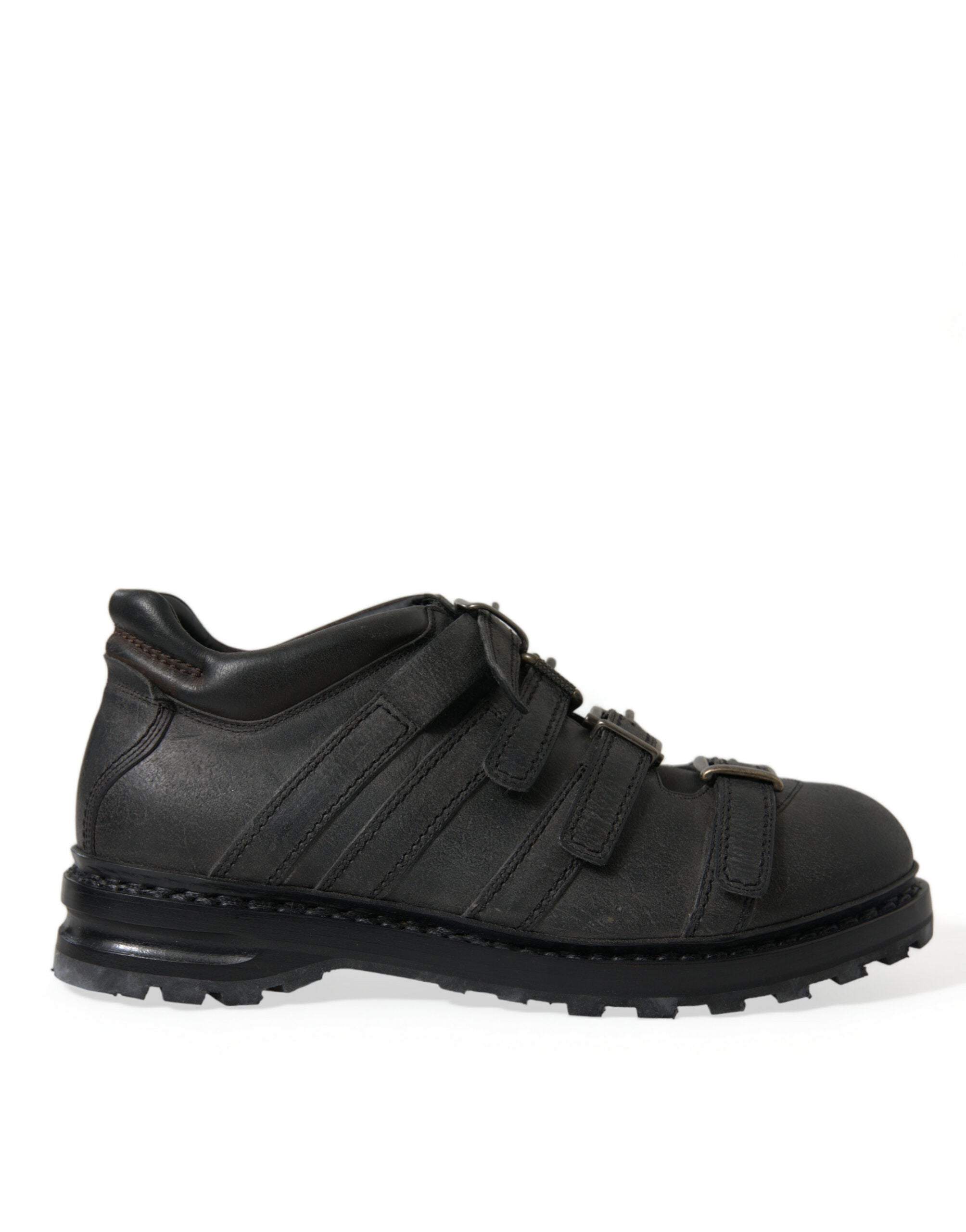 Dolce & Gabbana Black Leather Ankle Strap Boots LUNESCAPE