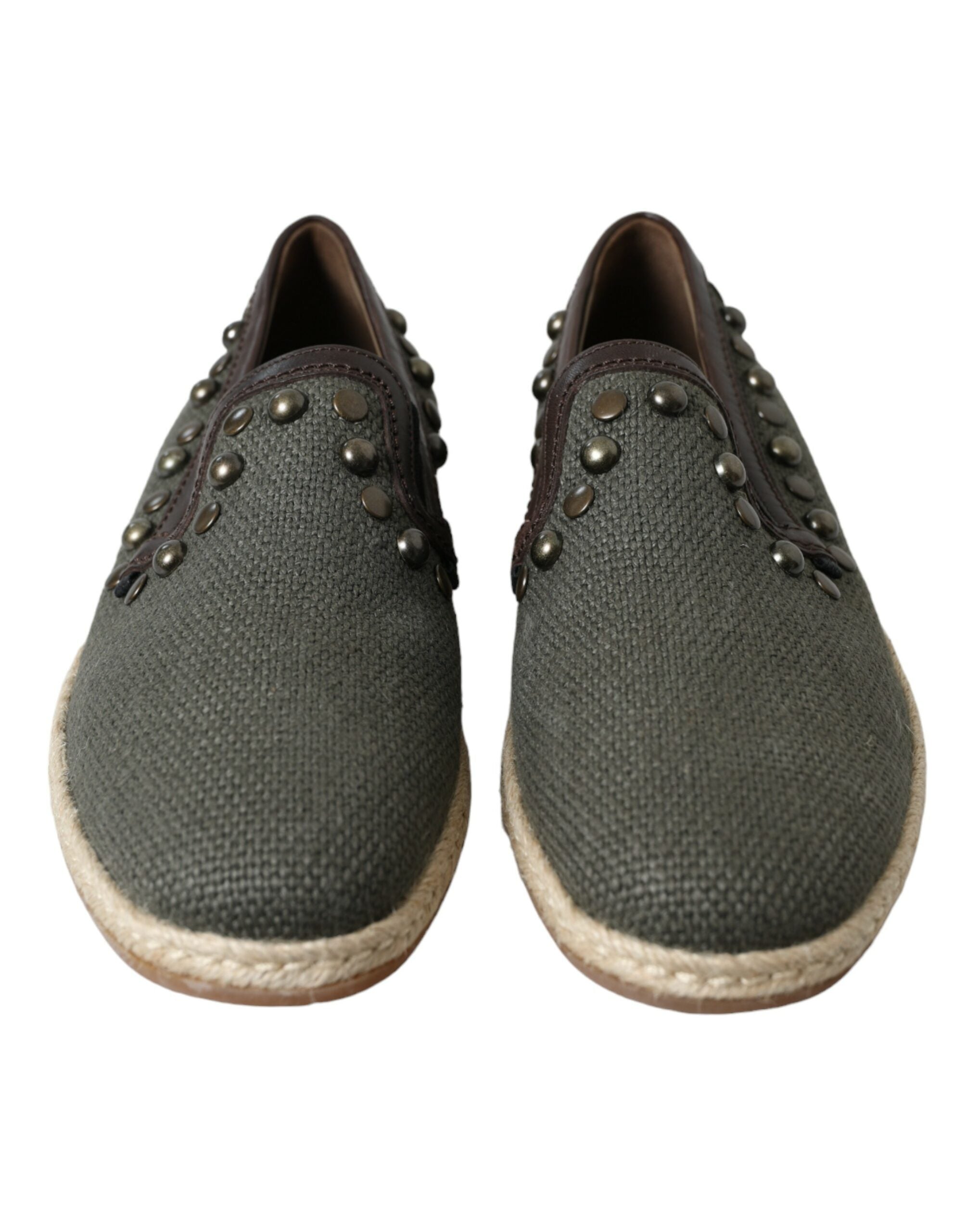 Dolce & Gabbana Studded Canvas Loafer Slipper Shoes LUNESCAPE
