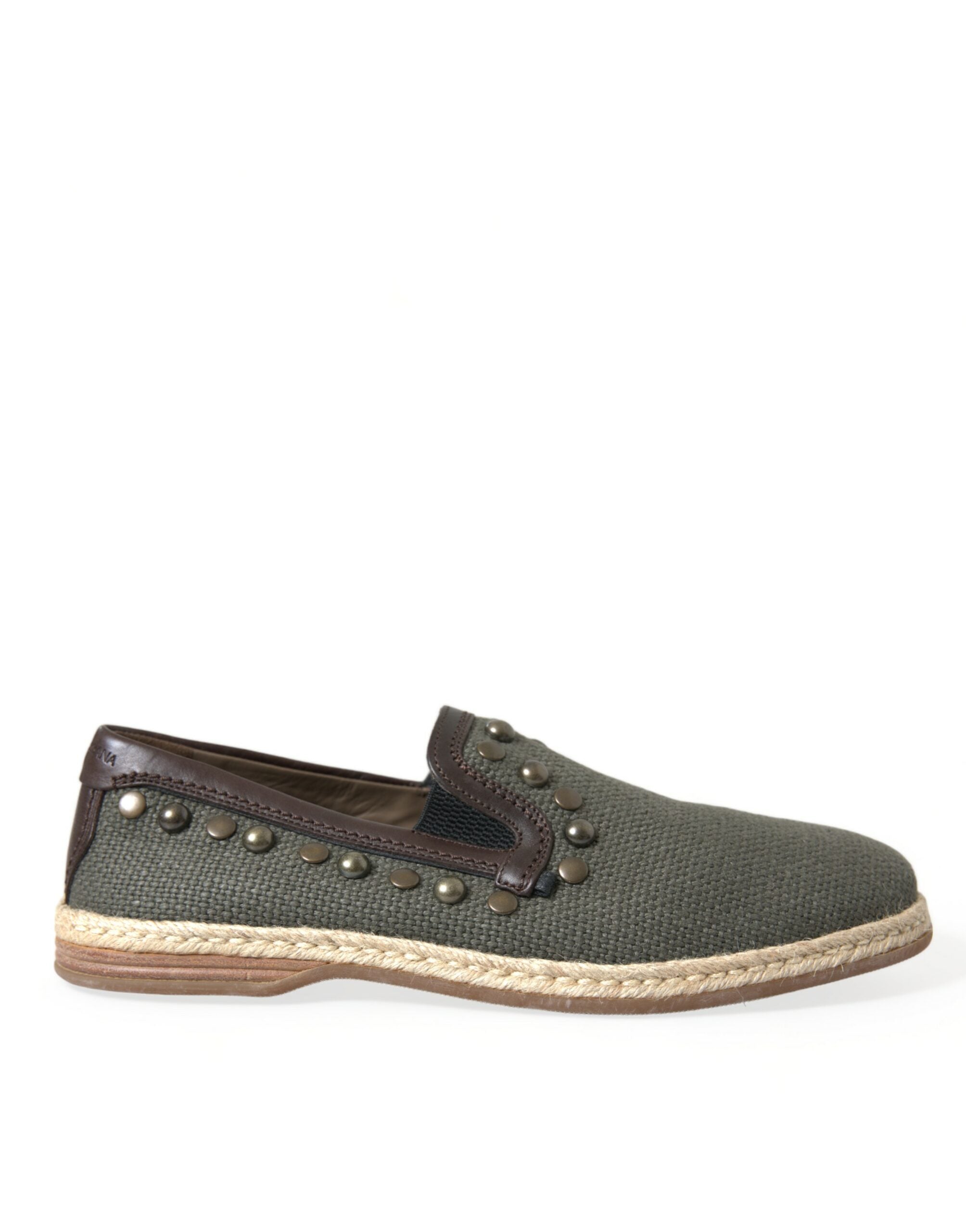Dolce & Gabbana Studded Canvas Loafer Slipper Shoes LUNESCAPE