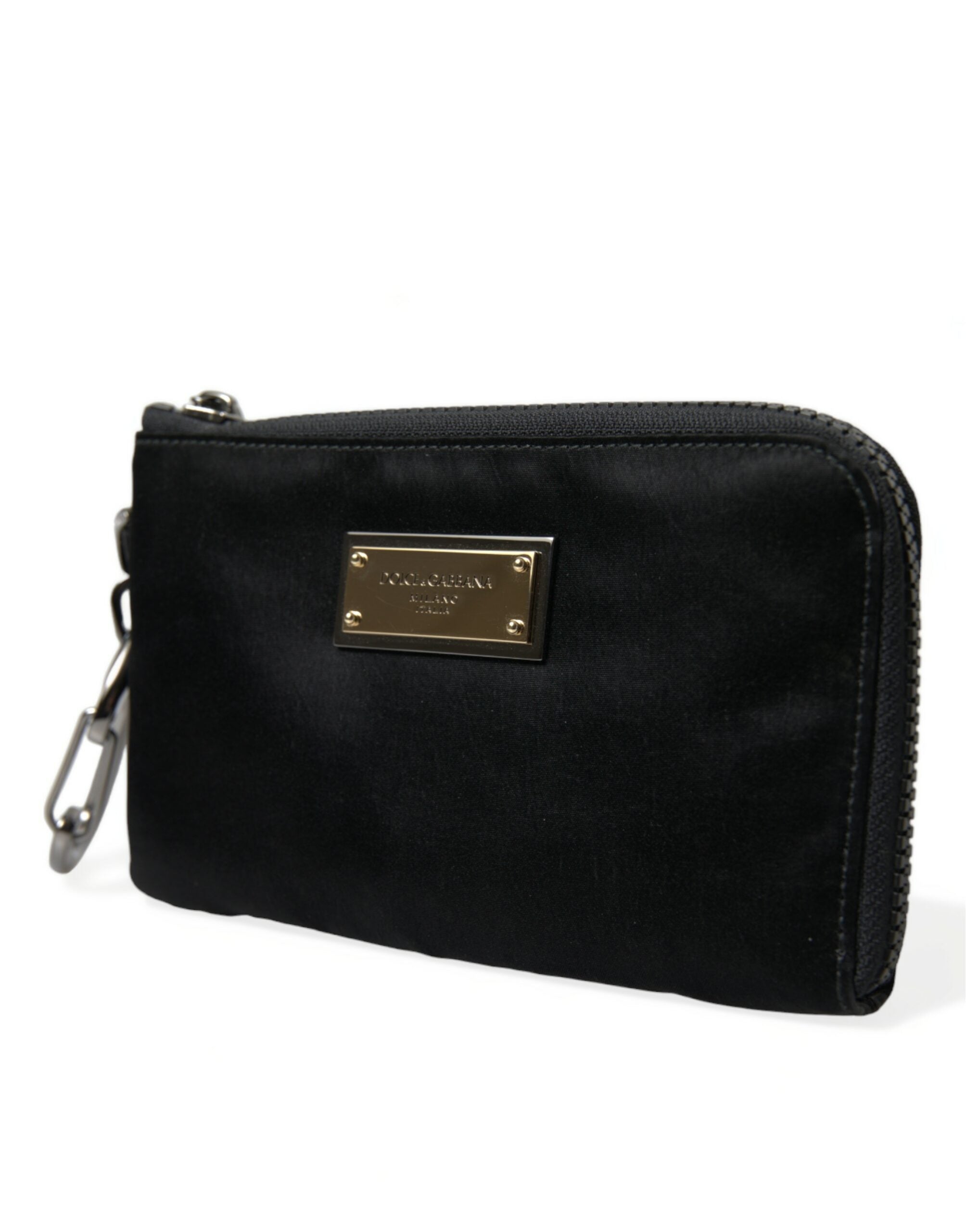 Dolce & Gabbana Elite Black Nylon & Leather Pouch with Logo Detail LUNESCAPE