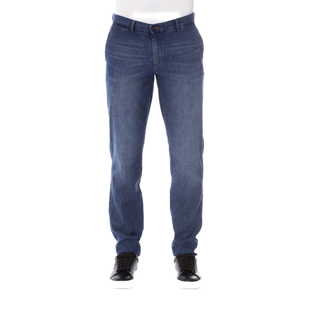 Trussardi Jeans Blue Cotton Men Jeans LUNESCAPE