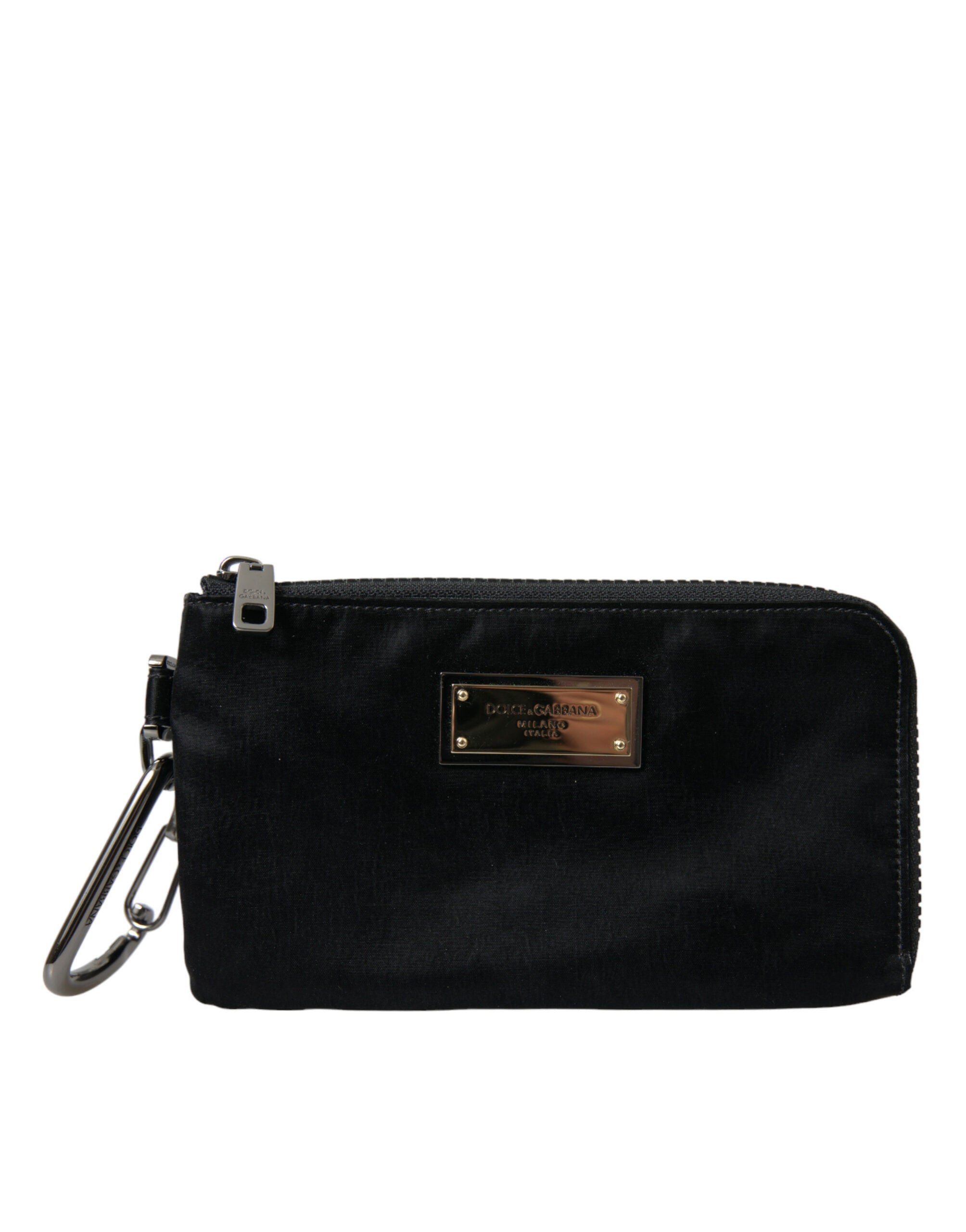 Dolce & Gabbana Sleek Designer Nylon-Leather Pouch in Black LUNESCAPE