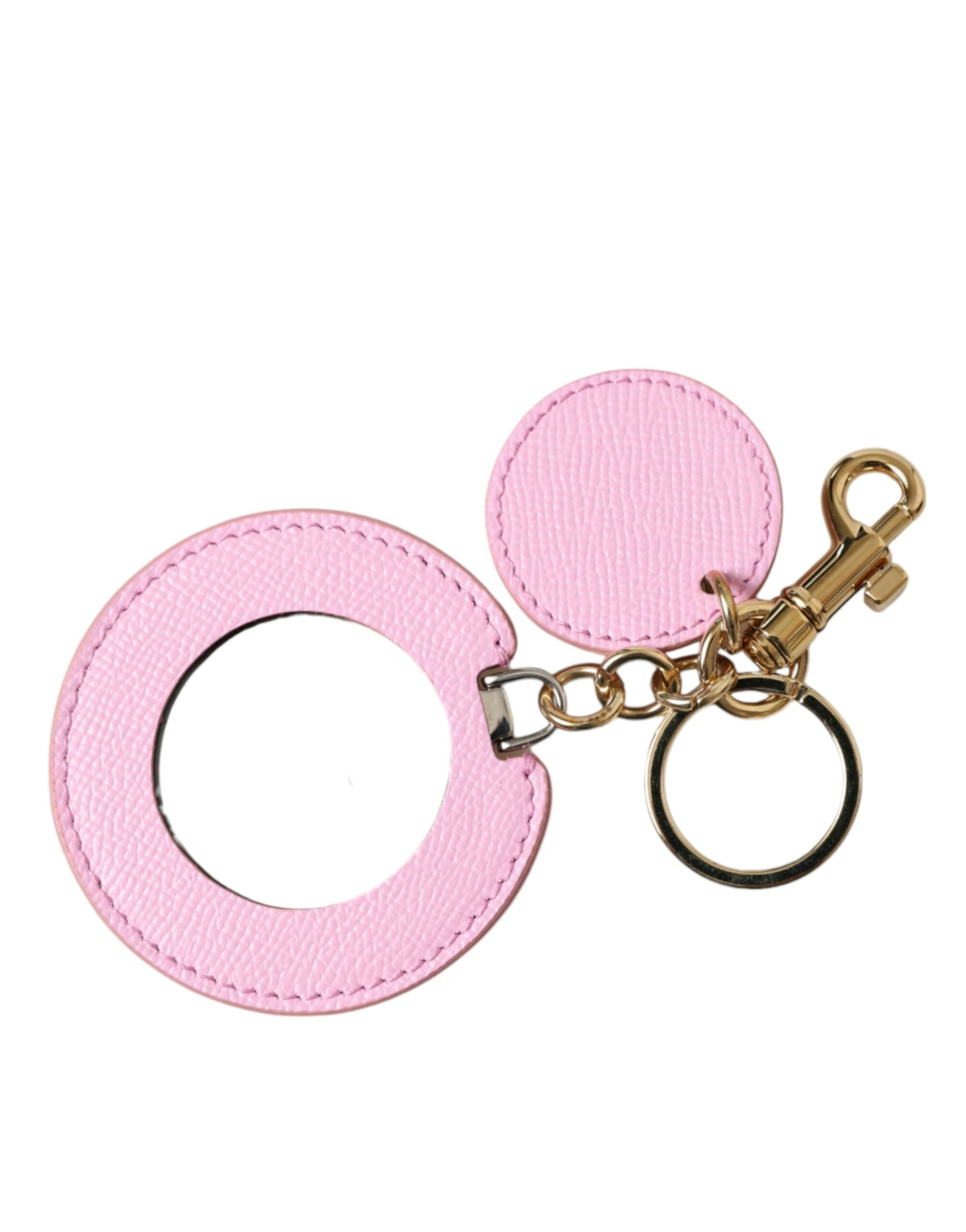 Dolce & Gabbana Elegant Pink Gold Leather Keychain LUNESCAPE