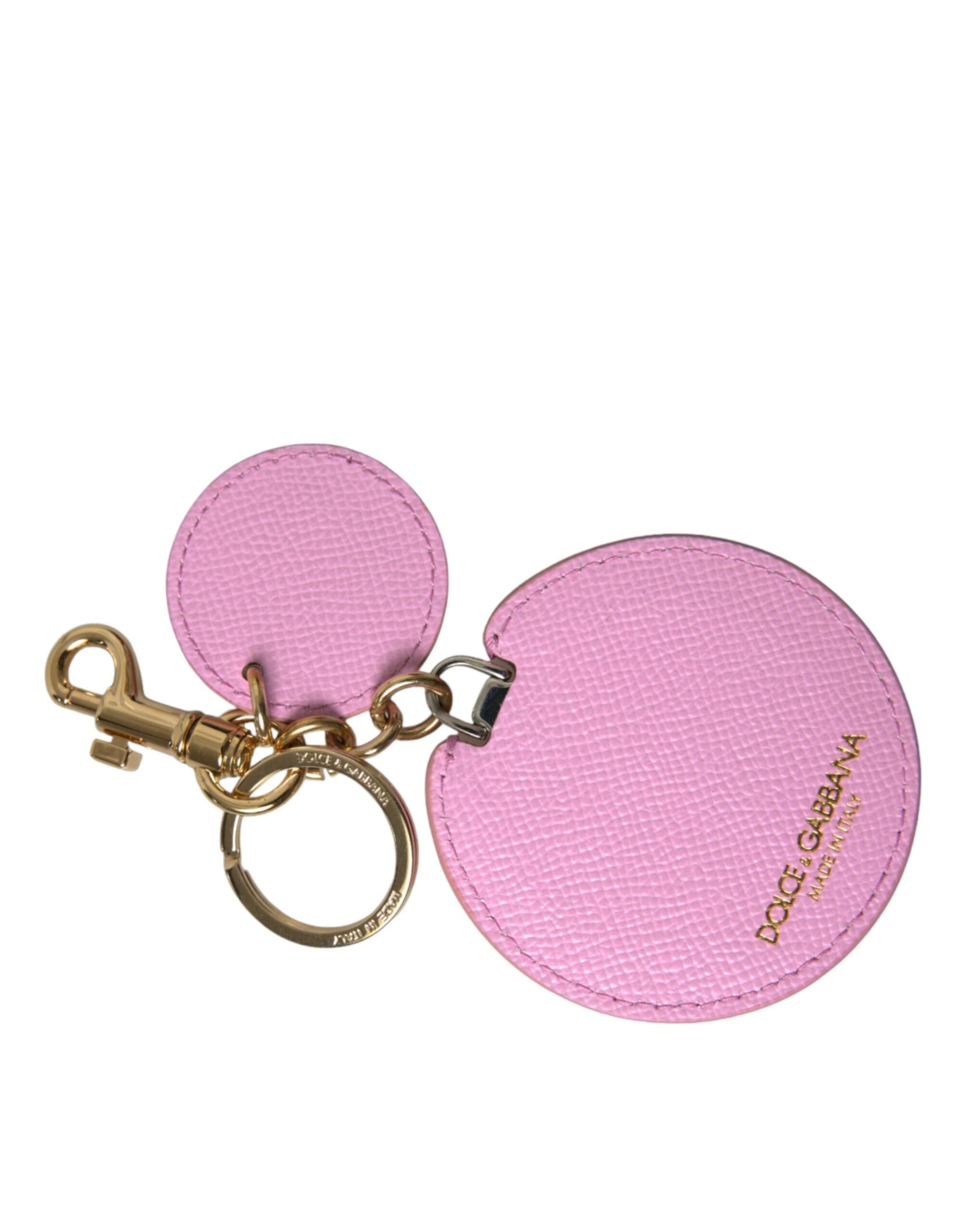 Dolce & Gabbana Elegant Pink Gold Leather Keychain LUNESCAPE