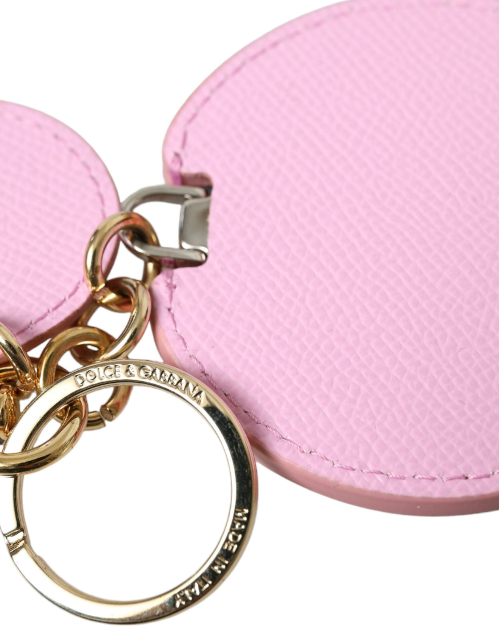 Dolce & Gabbana Elegant Pink Gold Leather Keychain LUNESCAPE