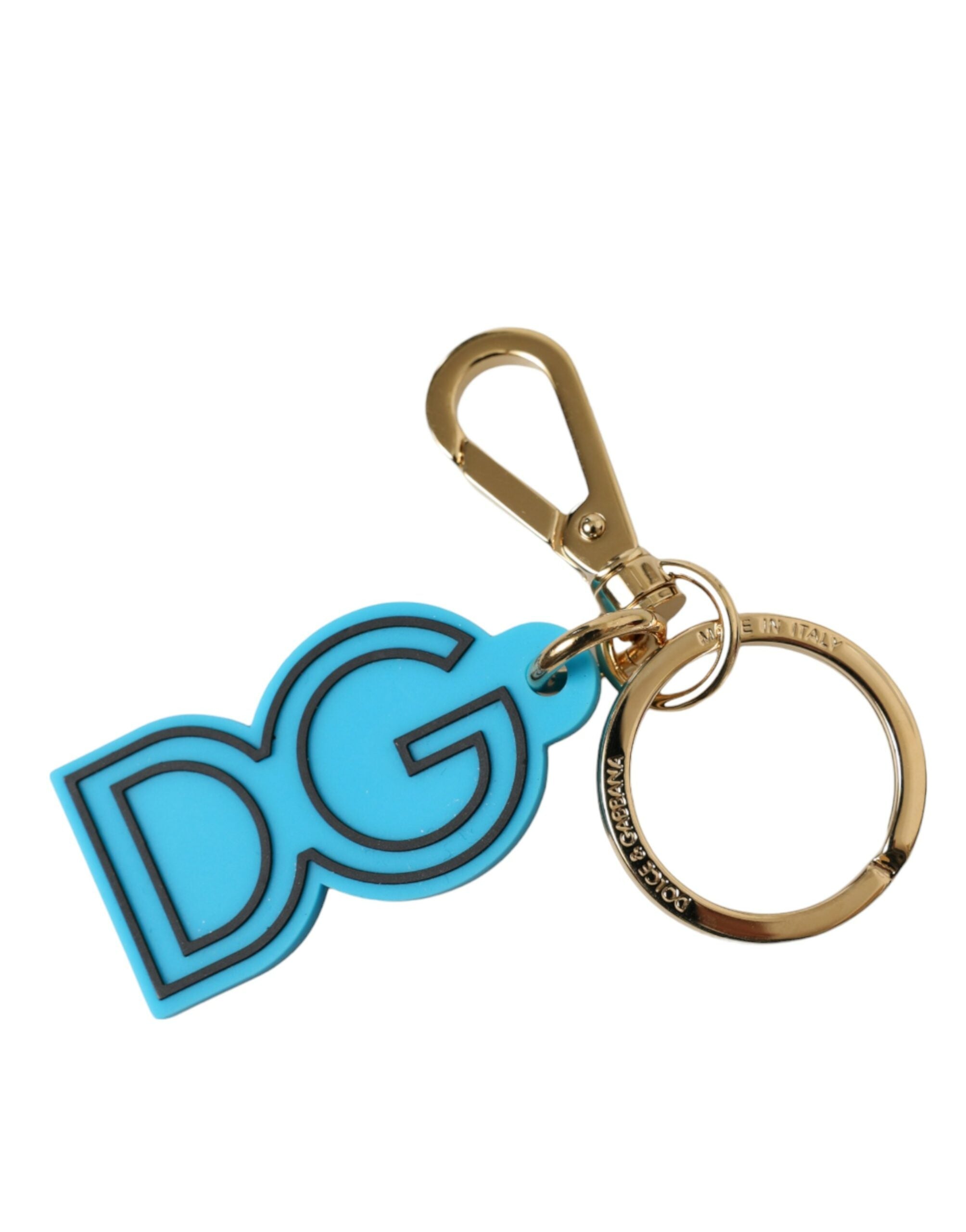 Dolce & Gabbana Elegant Blue Gold Keychain Accessory LUNESCAPE