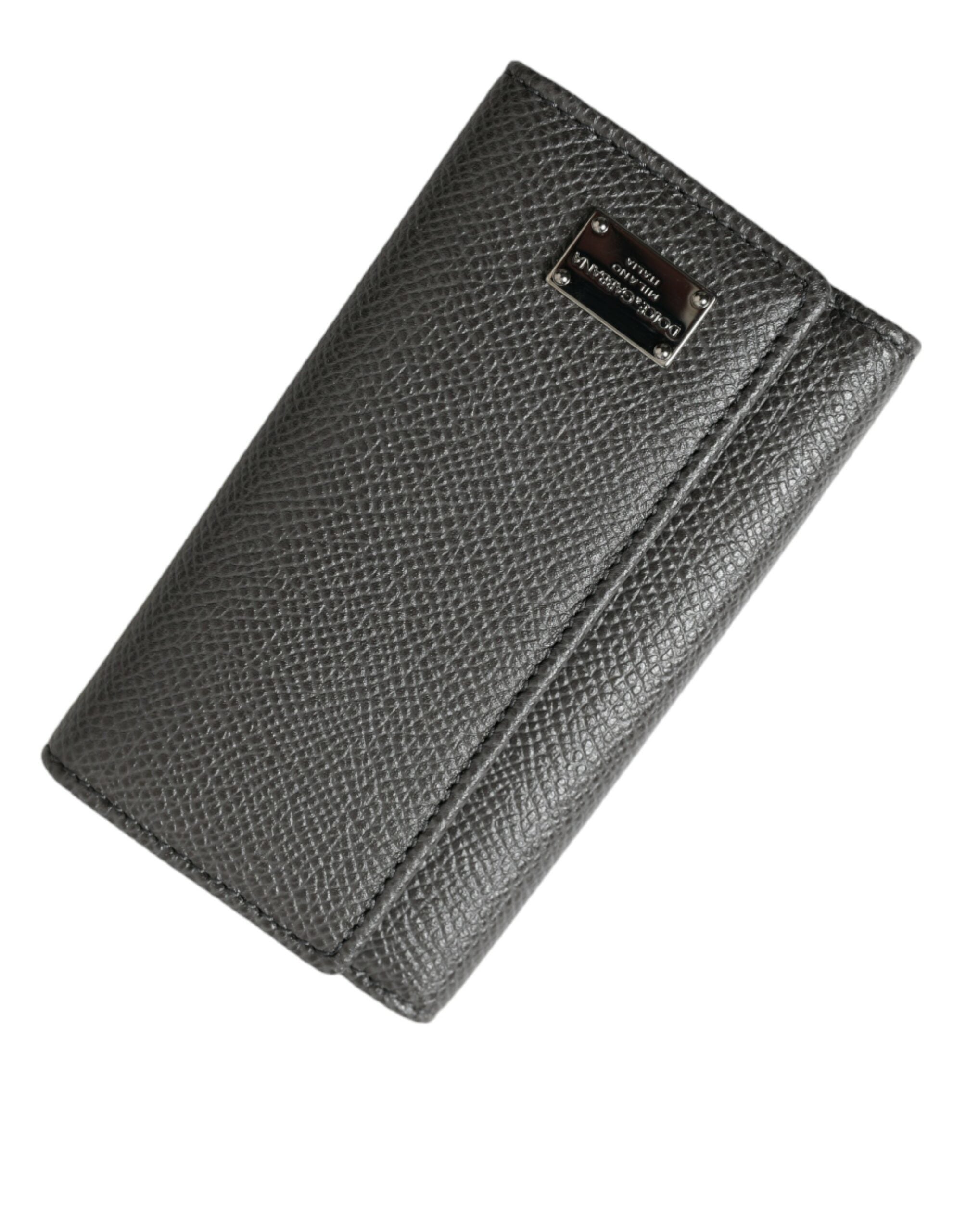 Dolce & Gabbana Chic Gray Leather Trifold Key Holder LUNESCAPE