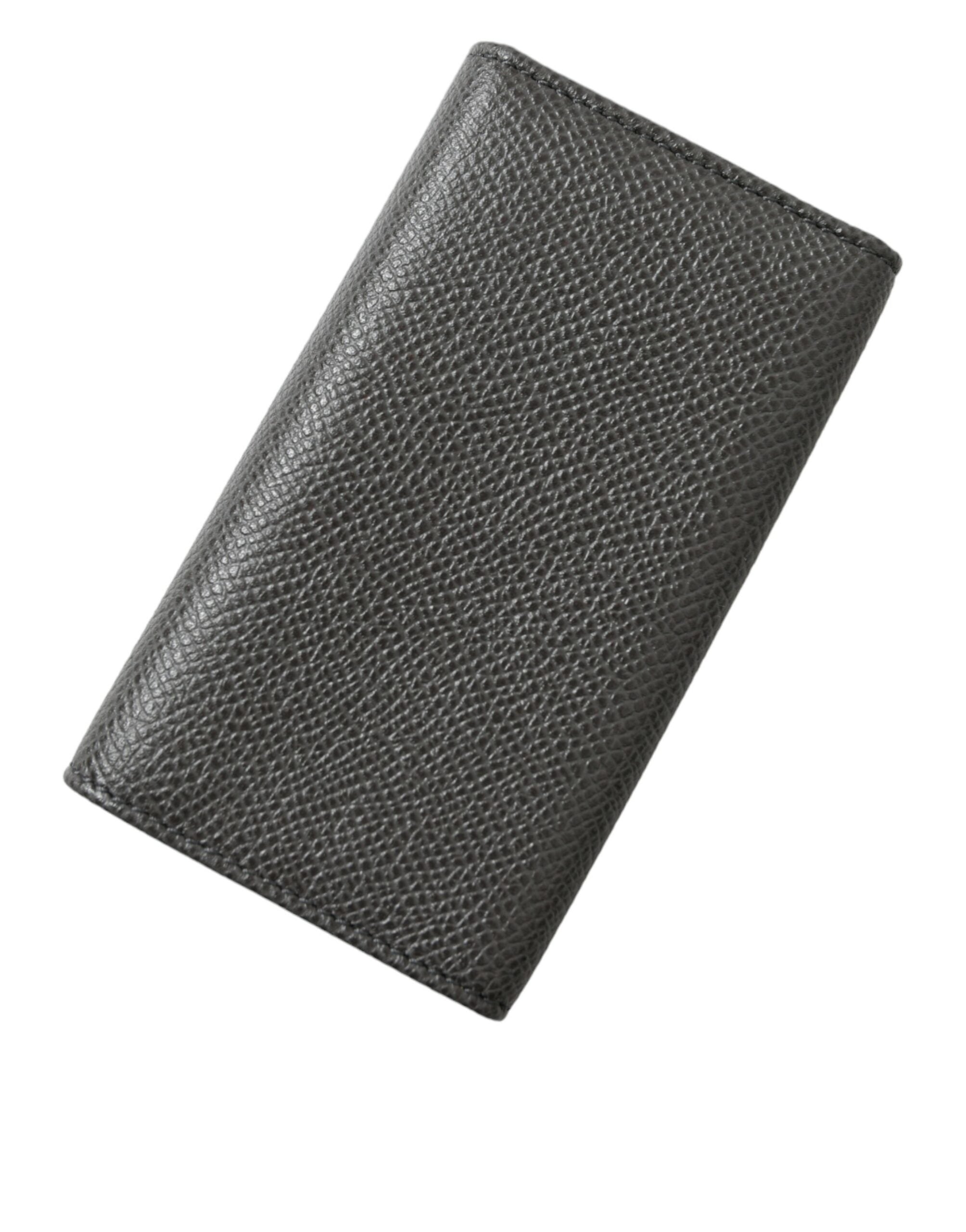 Dolce & Gabbana Chic Gray Leather Trifold Key Holder LUNESCAPE
