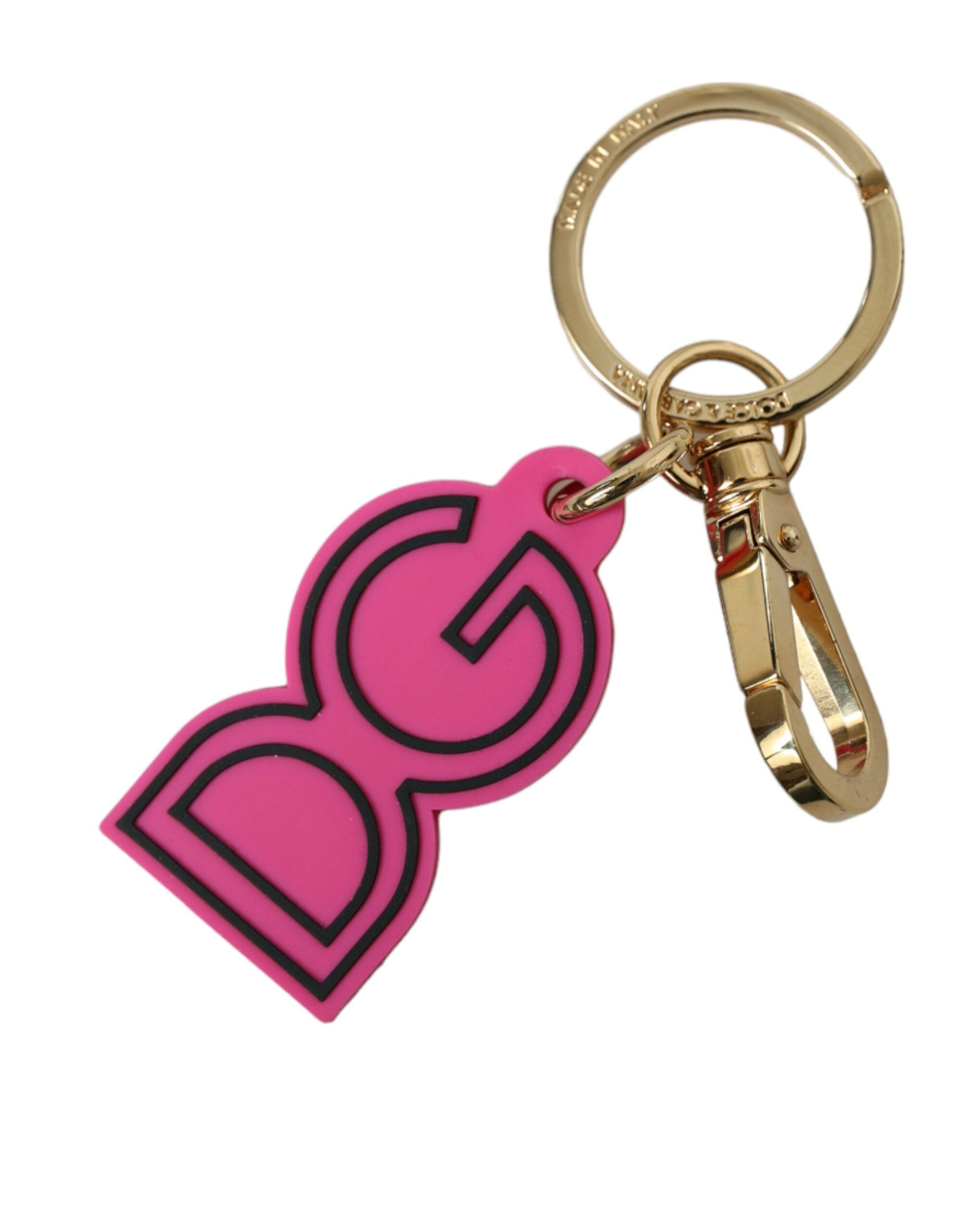 Dolce & Gabbana Chic Gold and Pink Logo Keychain LUNESCAPE