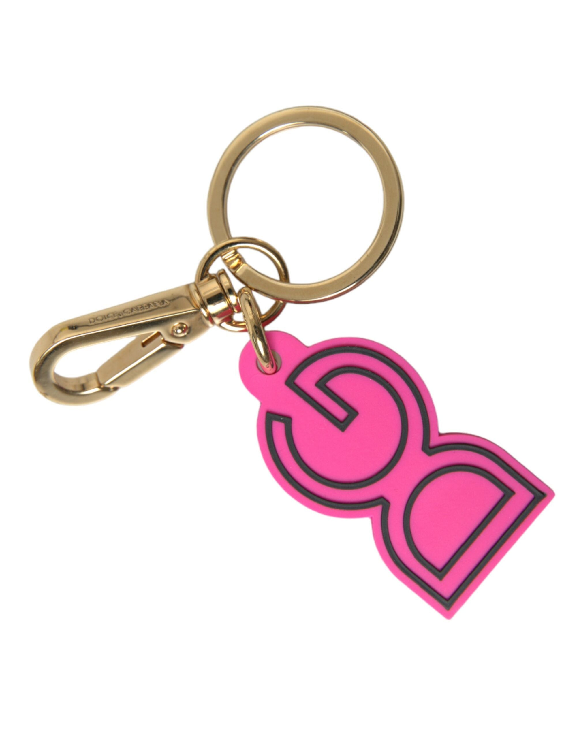 Dolce & Gabbana Chic Gold and Pink Logo Keychain LUNESCAPE