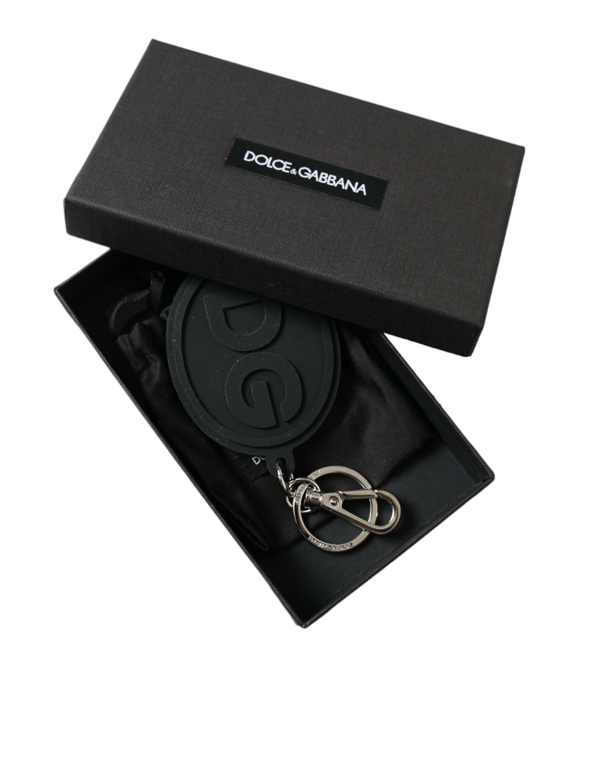 Dolce & Gabbana Chic Black and Silver Logo Keychain LUNESCAPE