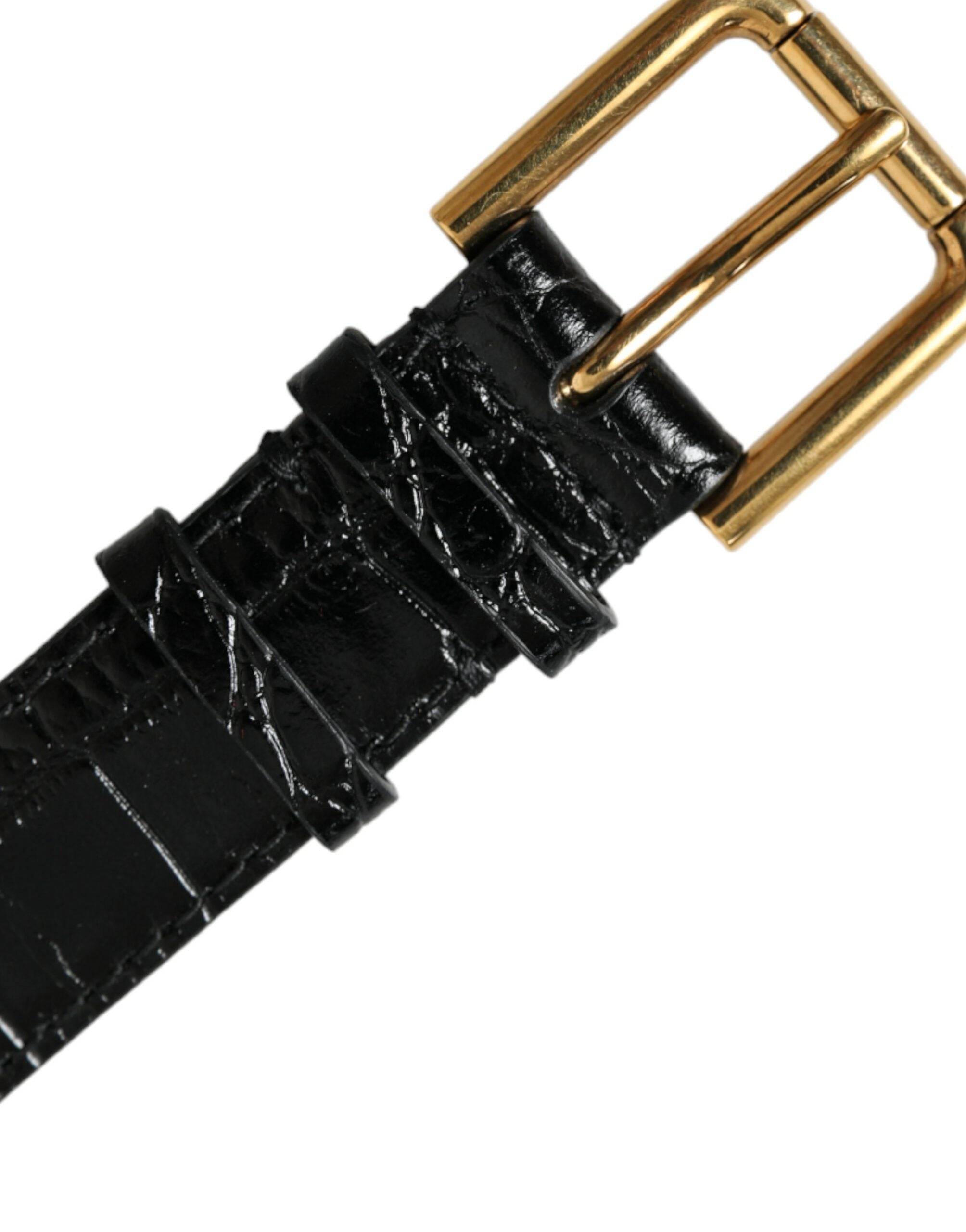 Dolce & Gabbana Elegant Gold Black Leather Bracelet LUNESCAPE