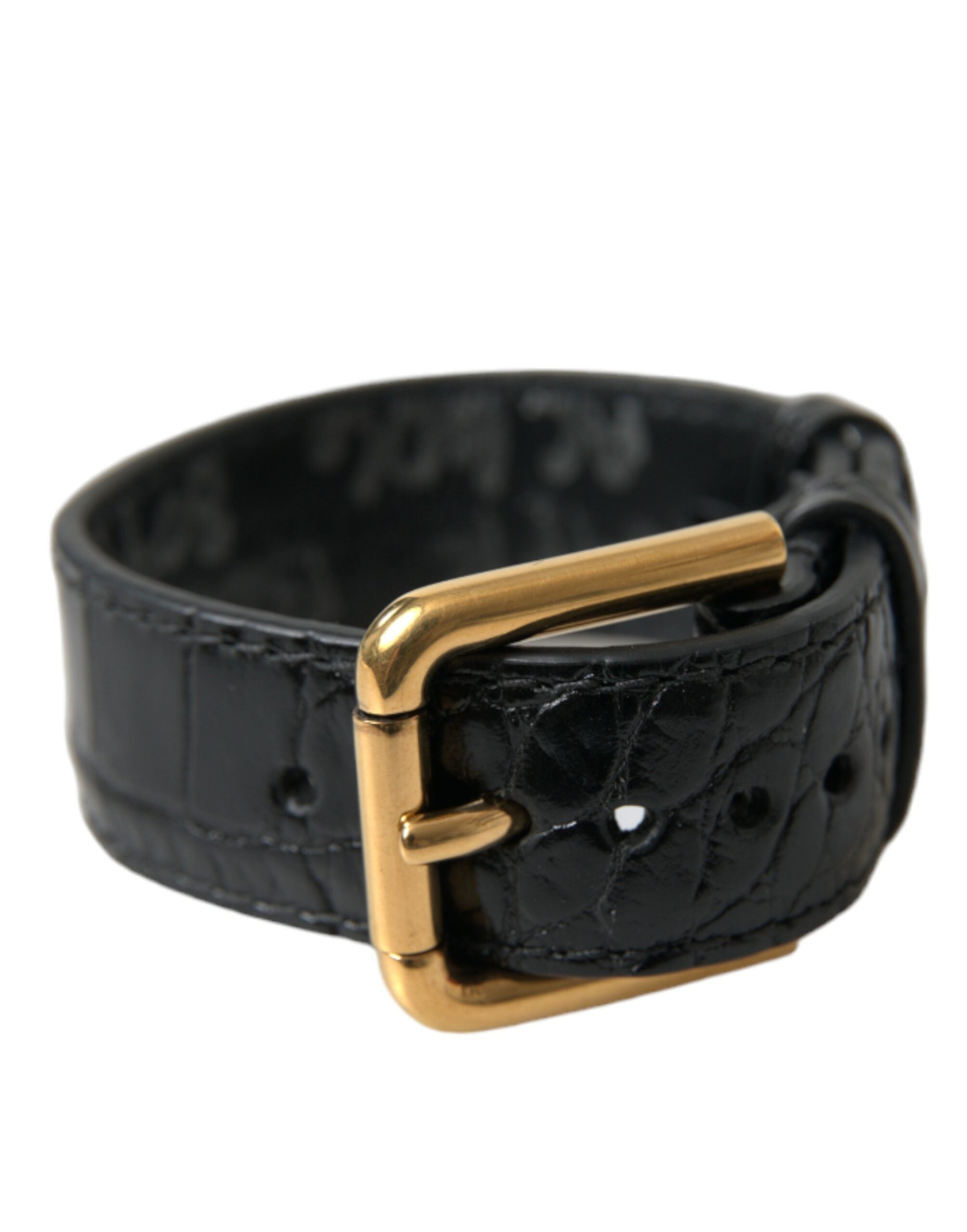 Dolce & Gabbana Elegant Gold Black Leather Bracelet LUNESCAPE