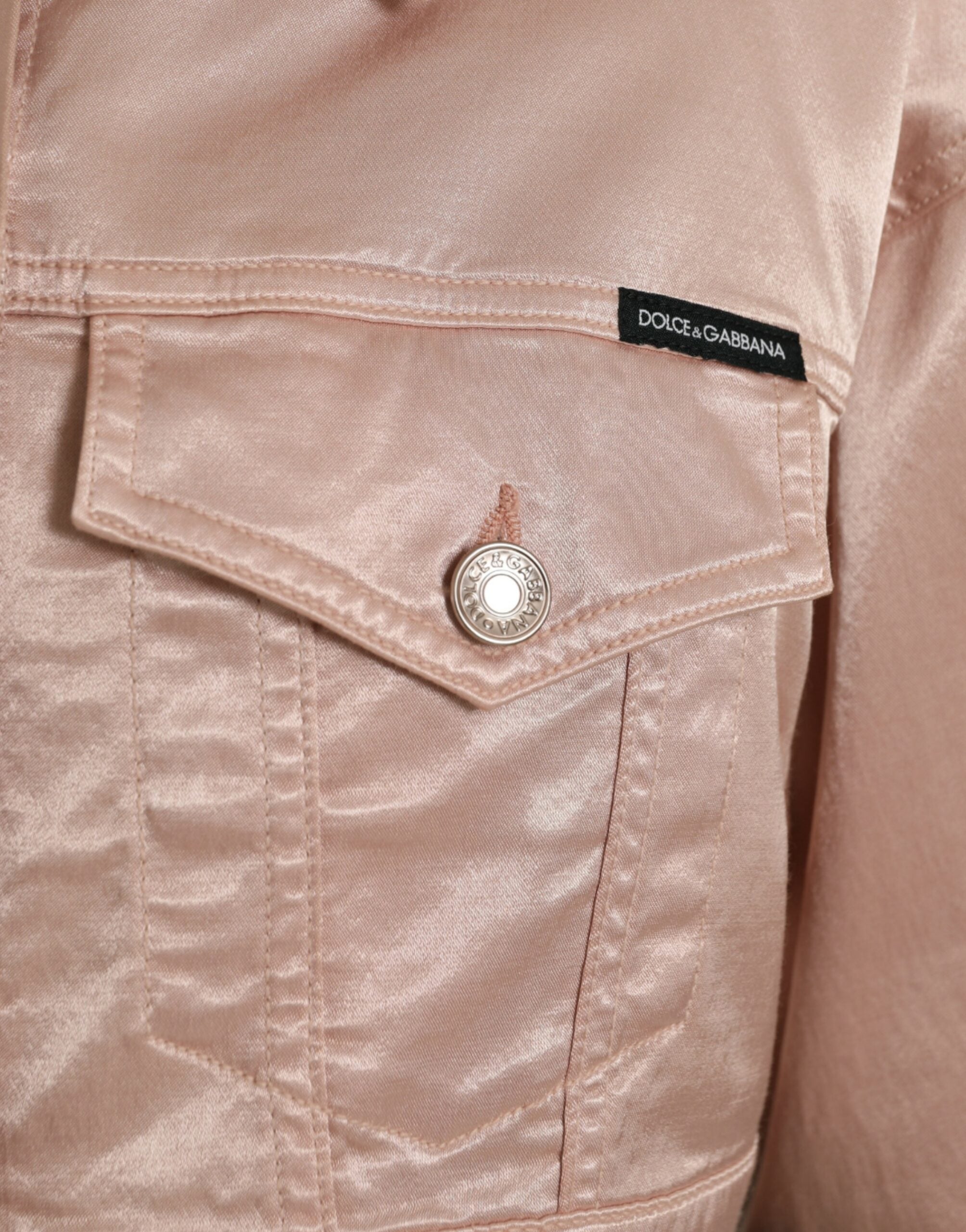 Dolce & Gabbana Pink Cotton Stretch Collared Cropped Jacket LUNESCAPE