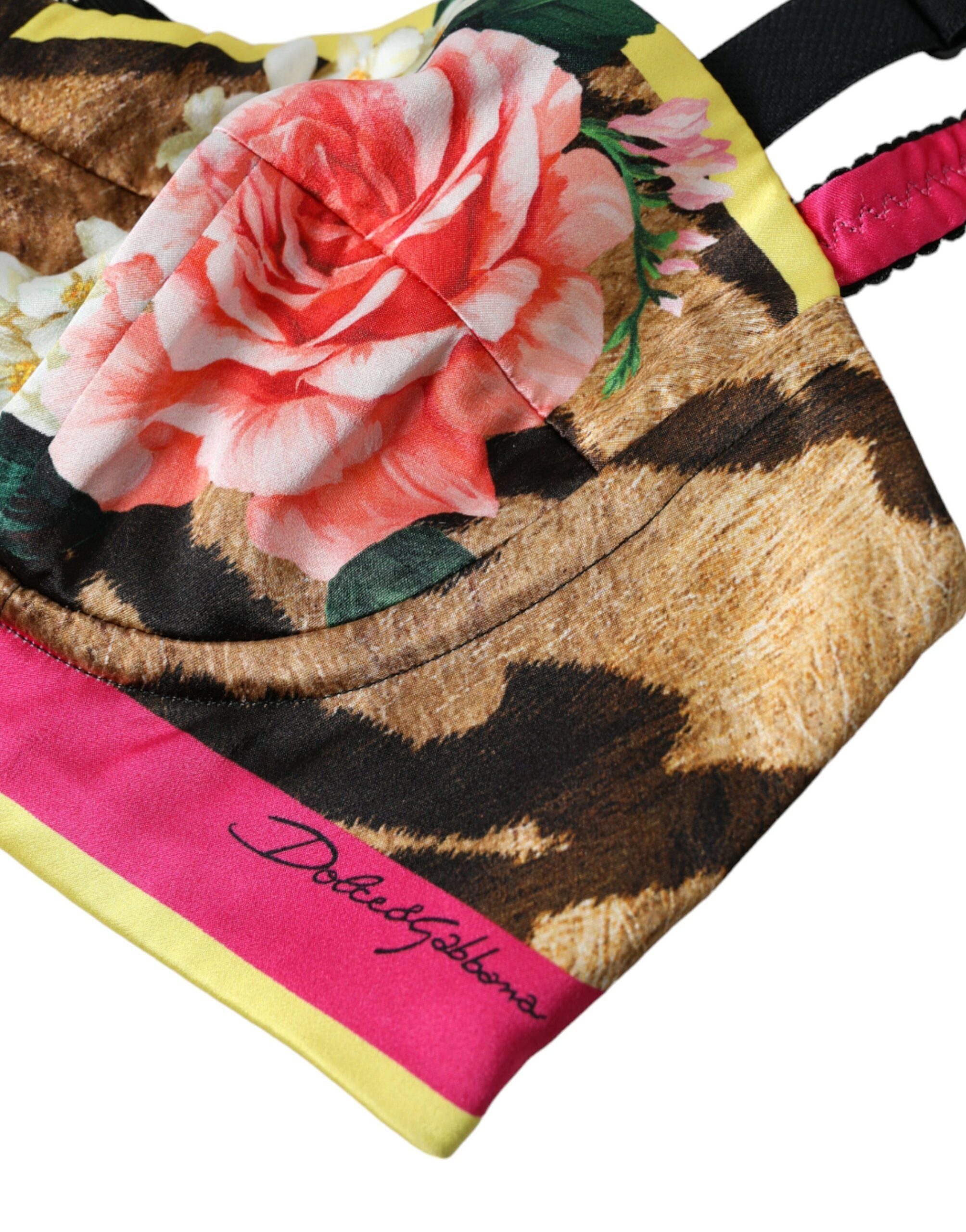 Dolce & Gabbana Multicolor Floral Sleeveless Bustier Crop Top