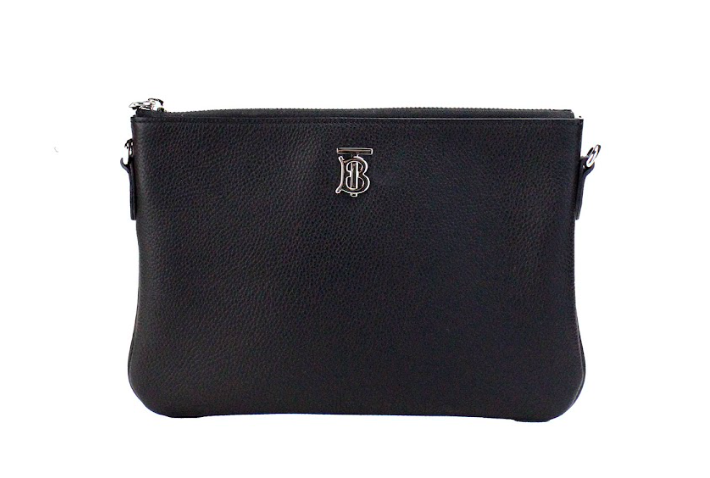Burberry Peyton Monogram Black Leather Pouch Crossbody Bag Purse LUNESCAPE
