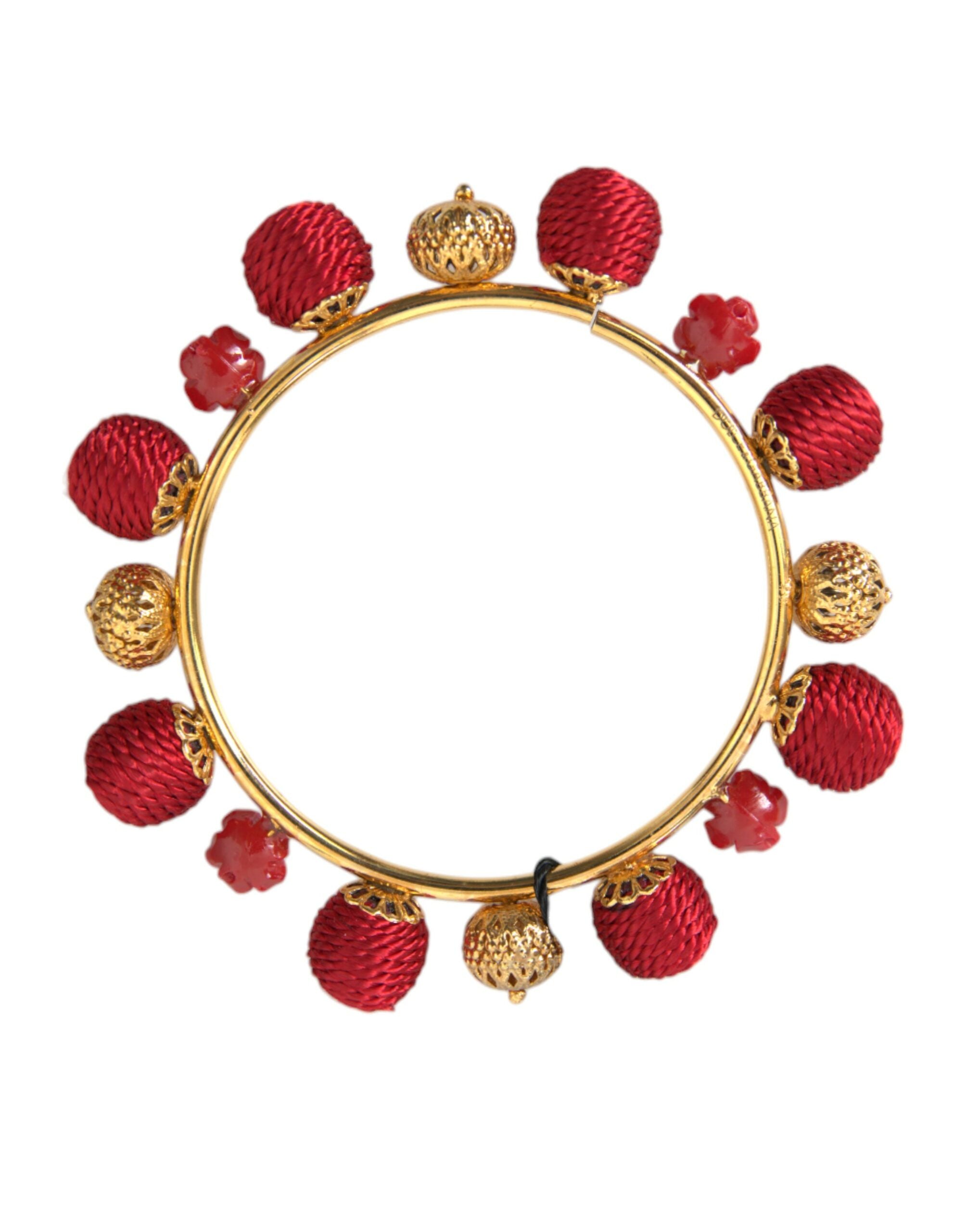 Dolce & Gabbana Gold Brass Red RUNWAY Sicilia Natale Roses Bracelet LUNESCAPE
