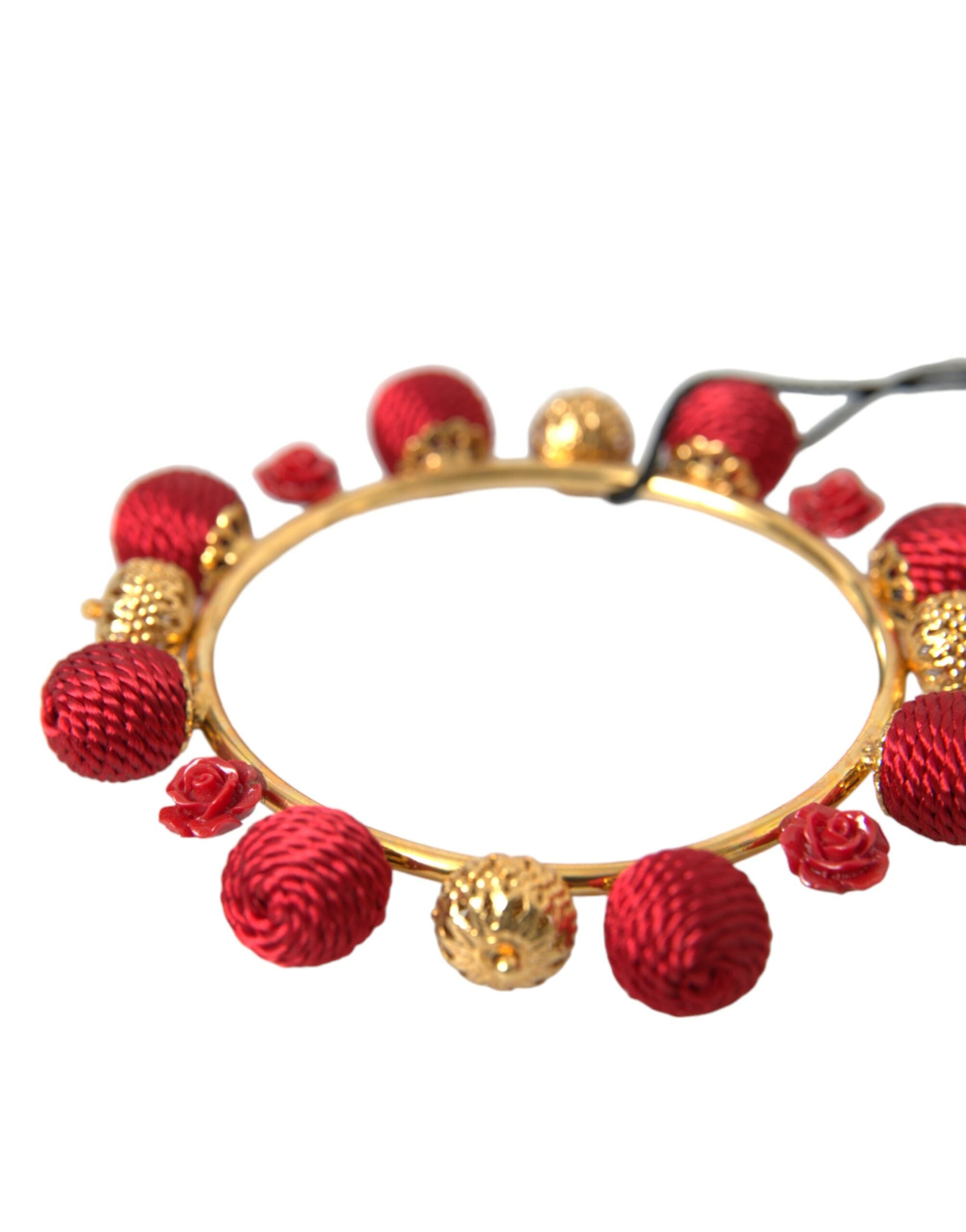 Dolce & Gabbana Gold Brass Red RUNWAY Sicilia Natale Roses Bracelet LUNESCAPE