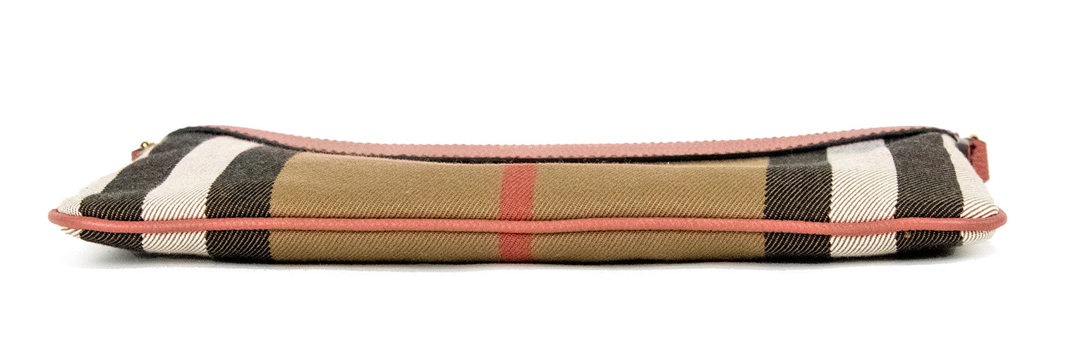 Burberry Peyton House Check Derby Cinnamon Red Grain Leather Pouch Crossbody Bag LUNESCAPE