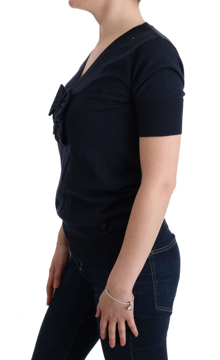 MARGHI LO' Blue 100% Lana Wool Blouse Top