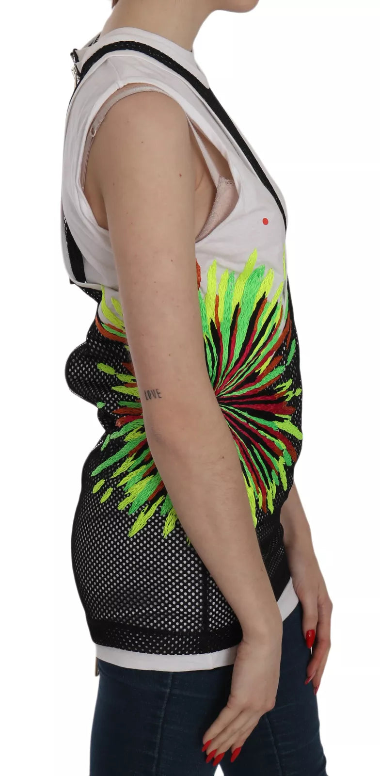Dsquared² Black White Crew Neck Sleeveless Cotton Blouse LUNESCAPE