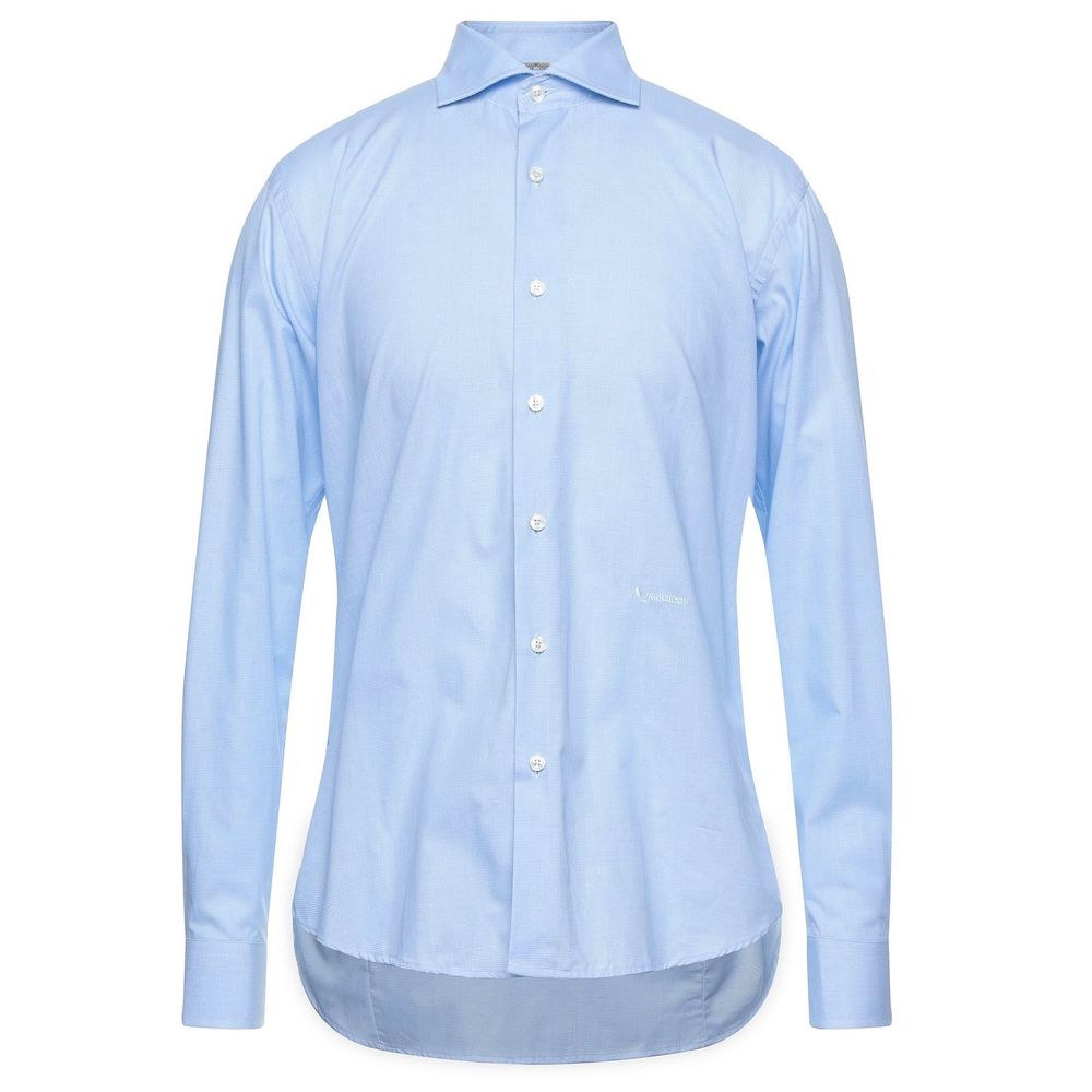 Aquascutum Light Blue Cotton Men Shirt LUNESCAPE