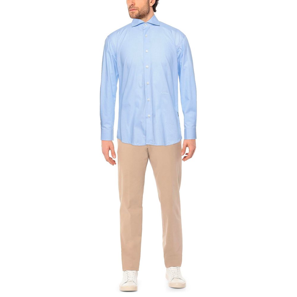 Aquascutum Light Blue Cotton Men Shirt LUNESCAPE
