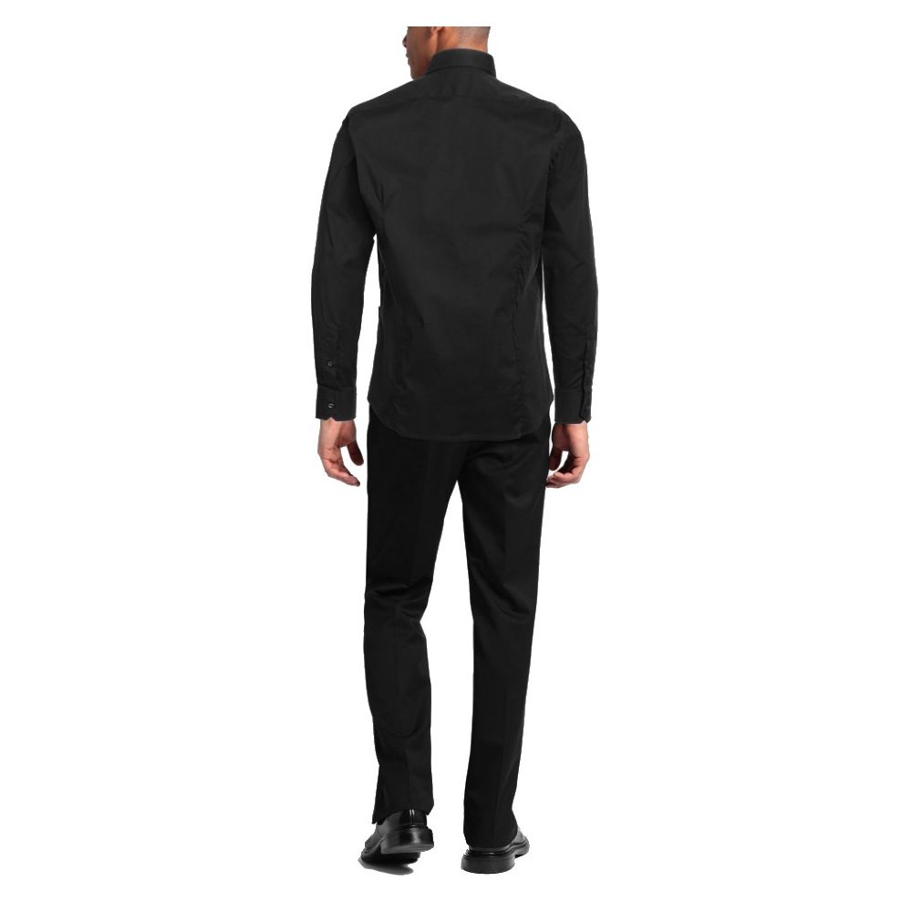 Aquascutum Elegant Black Cotton Shirt with Logo Embroidery LUNESCAPE