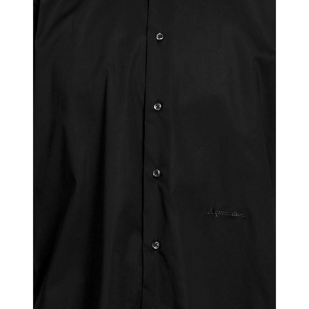 Aquascutum Elegant Black Cotton Shirt with Logo Embroidery LUNESCAPE