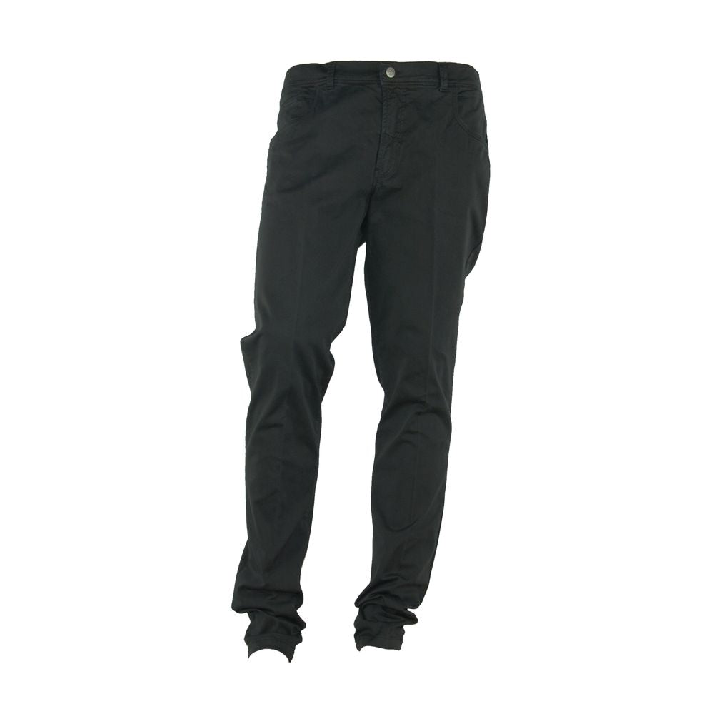 Made in Italy Elegant Summer Black Cotton Trousers LUNESCAPE