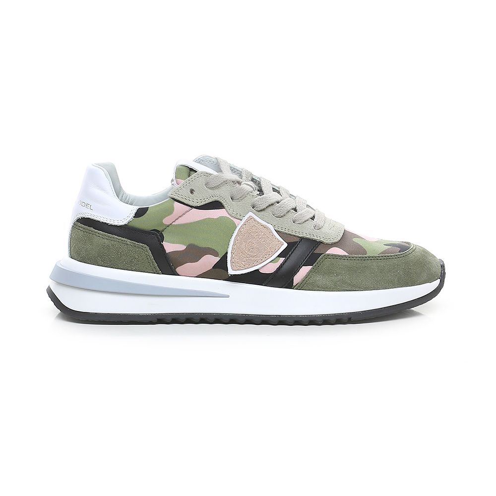 Philippe Model Chic Army Suede-Trimmed Fabric Sneakers LUNESCAPE