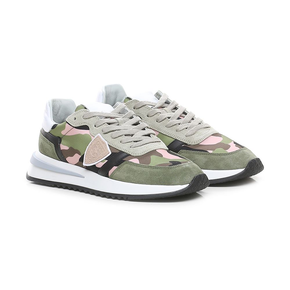 Philippe Model Chic Army Suede-Trimmed Fabric Sneakers LUNESCAPE