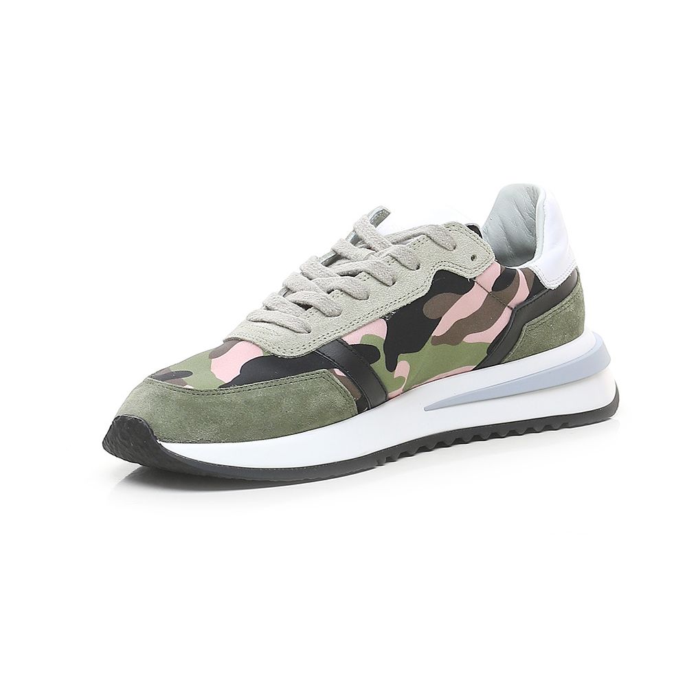 Philippe Model Chic Army Suede-Trimmed Fabric Sneakers LUNESCAPE