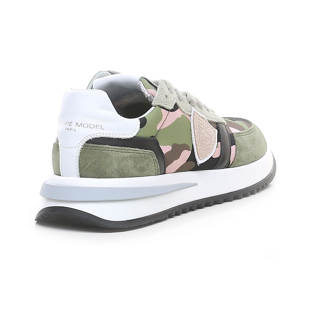 Philippe Model Chic Army Suede-Trimmed Fabric Sneakers LUNESCAPE