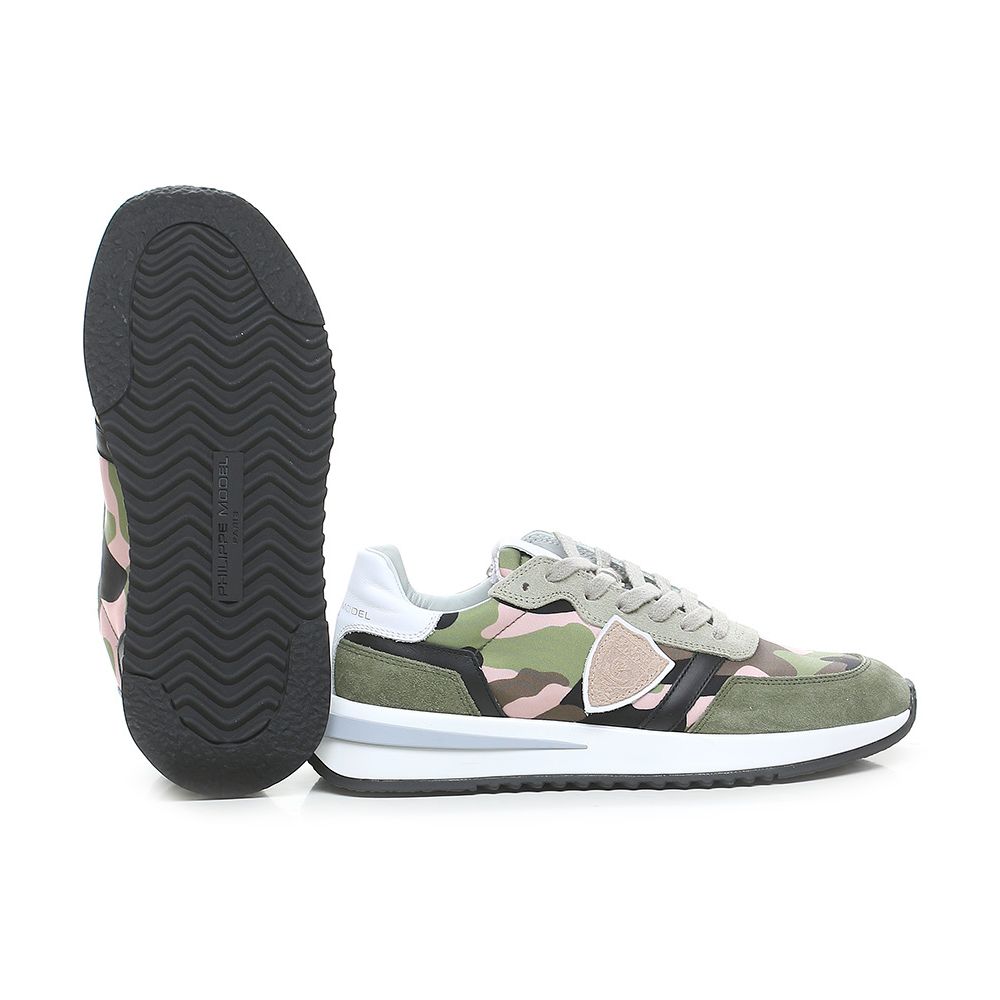 Philippe Model Chic Army Suede-Trimmed Fabric Sneakers LUNESCAPE