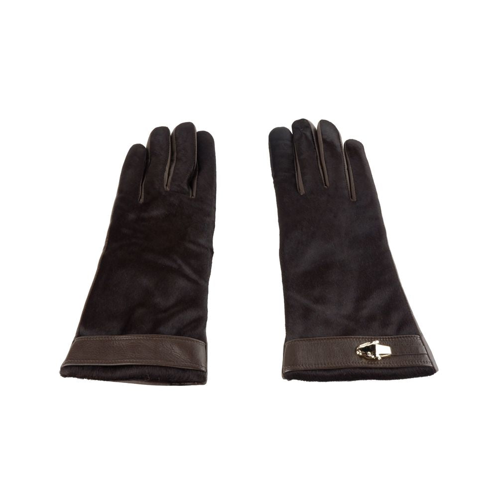 Cavalli Class Brown Cowhide Women Glove LUNESCAPE
