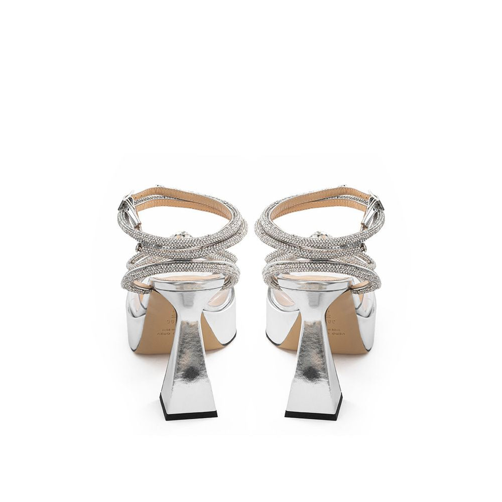 MACH & MACH Elegant Silver Leather Platforms LUNESCAPE