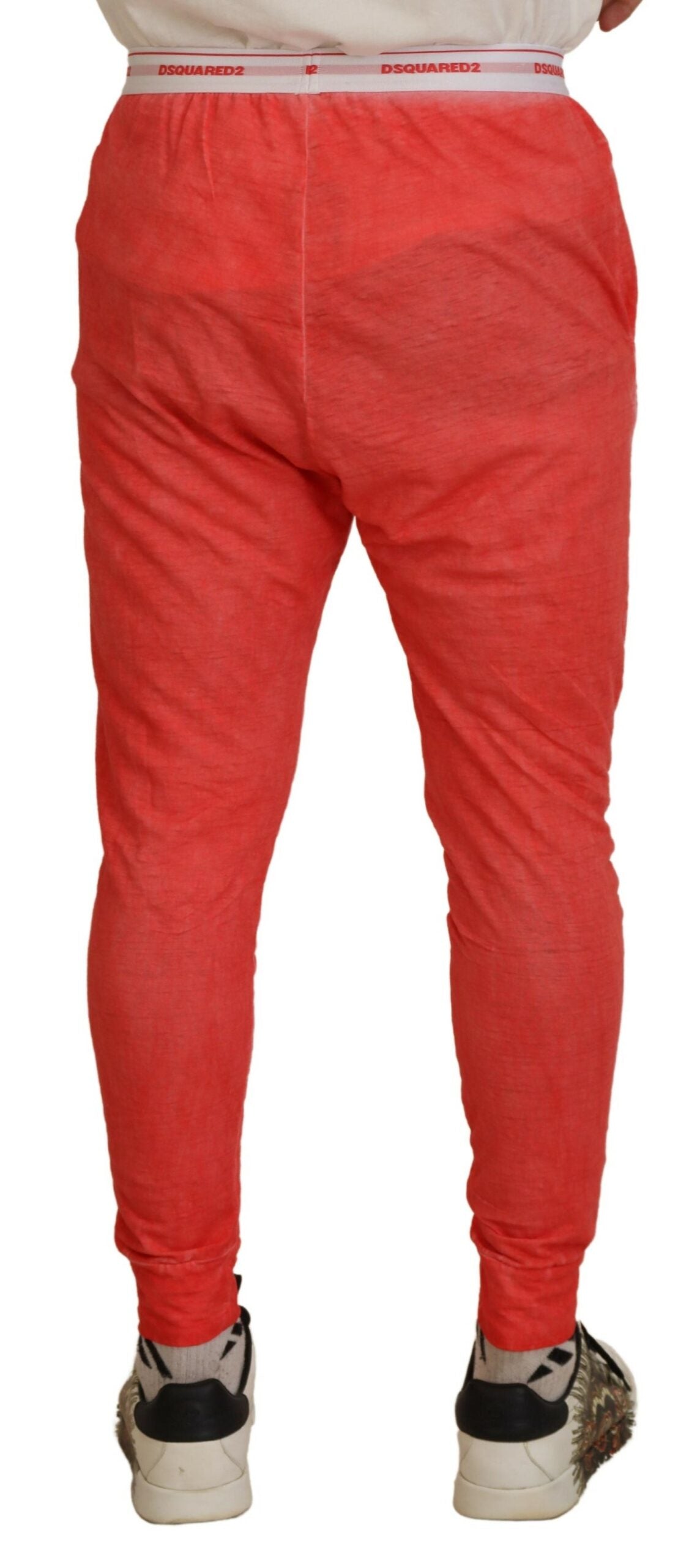 Dsquared² Orange Cotton Elastic Waist Lounge Pant