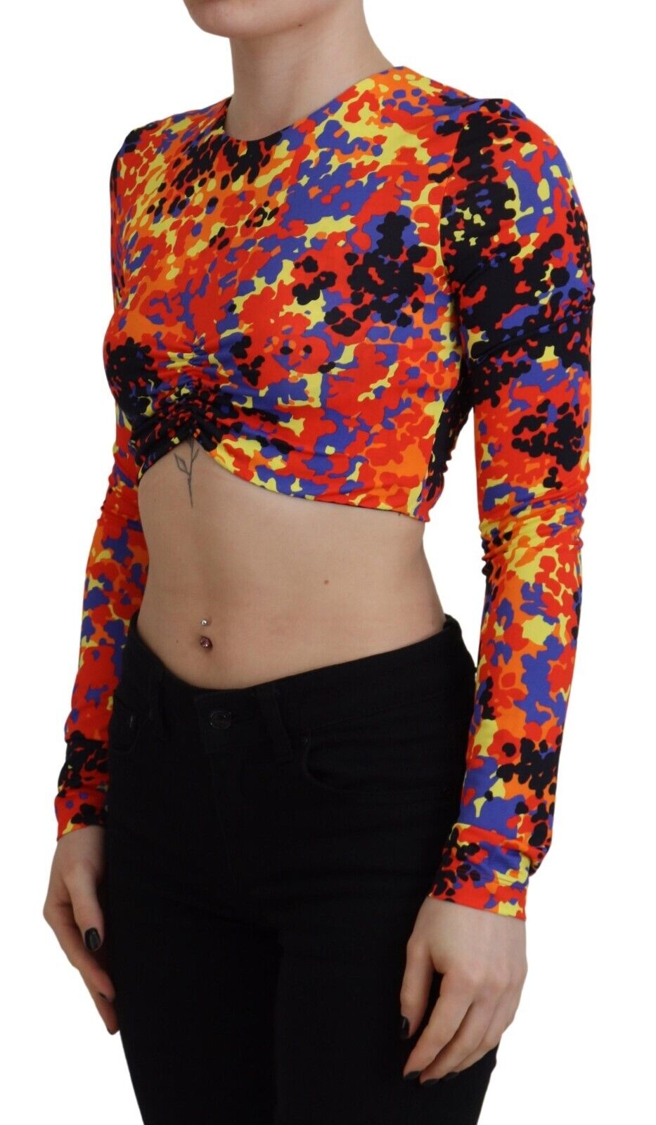 Dsquared² Multicolor Cami Long Sleeves Cropped Blouse Top LUNESCAPE