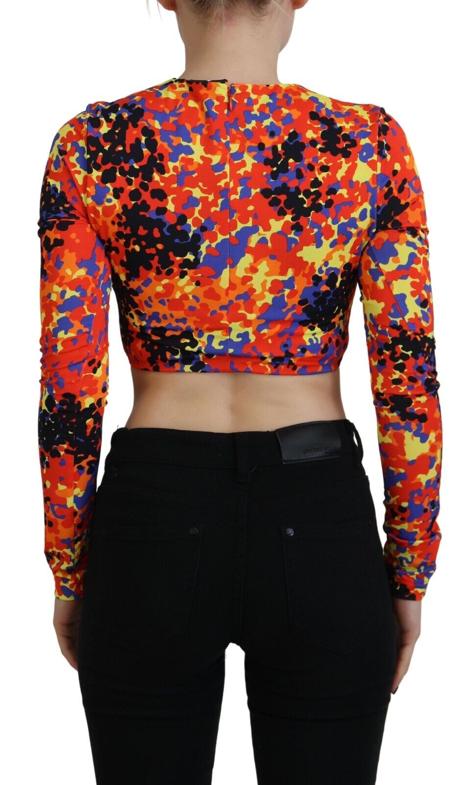 Dsquared² Multicolor Cami Long Sleeves Cropped Blouse Top LUNESCAPE