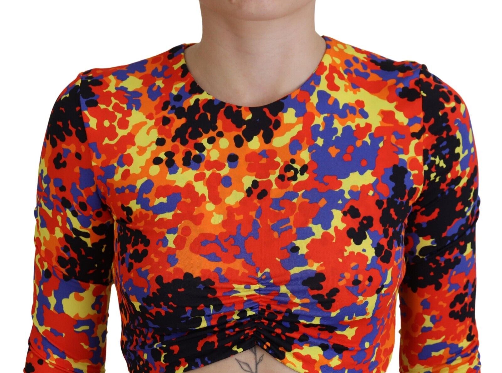 Dsquared² Multicolor Cami Long Sleeves Cropped Blouse Top LUNESCAPE