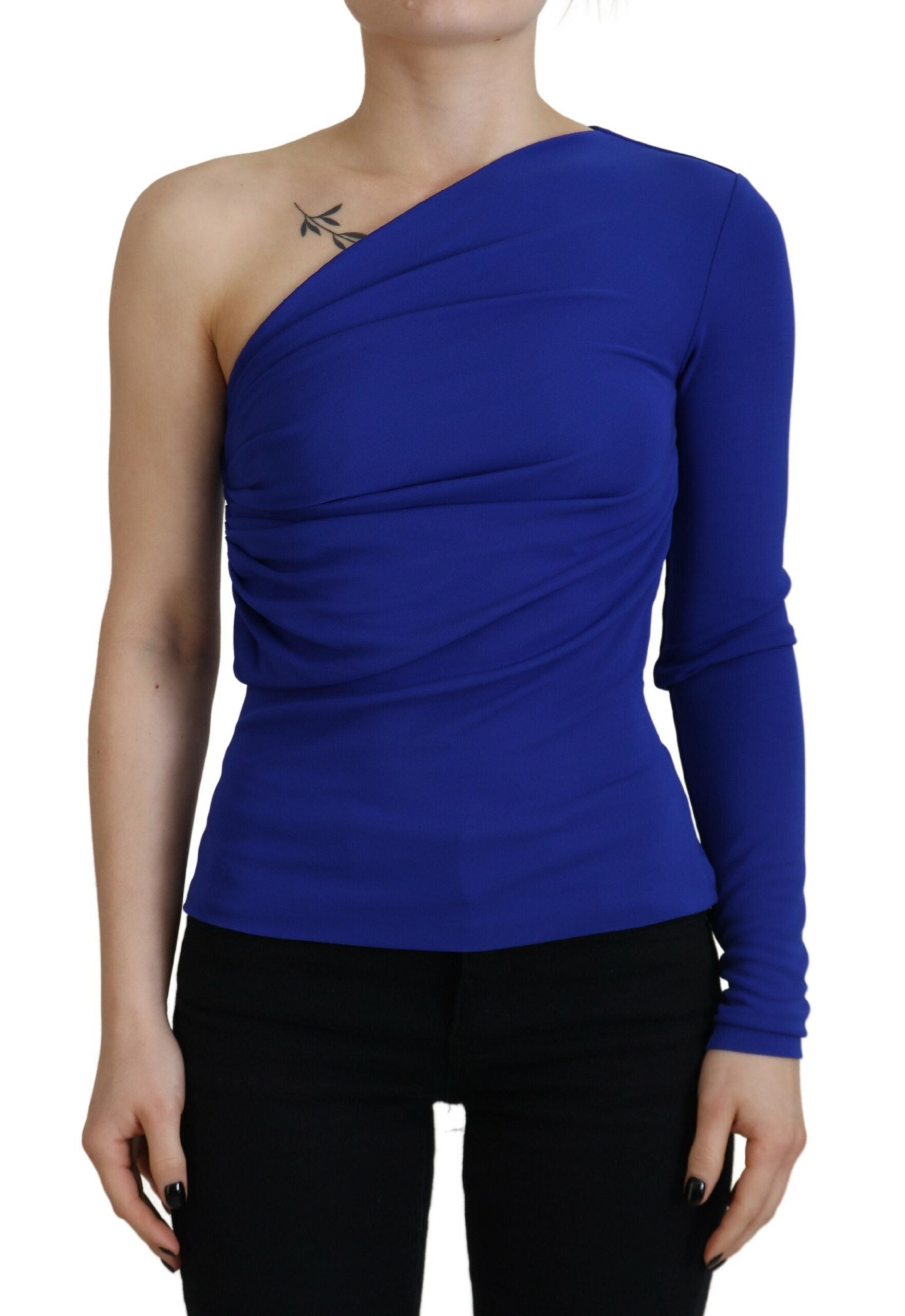 Dsquared² Blue Viscose One Shoulder Slim Fit Blouse Top LUNESCAPE