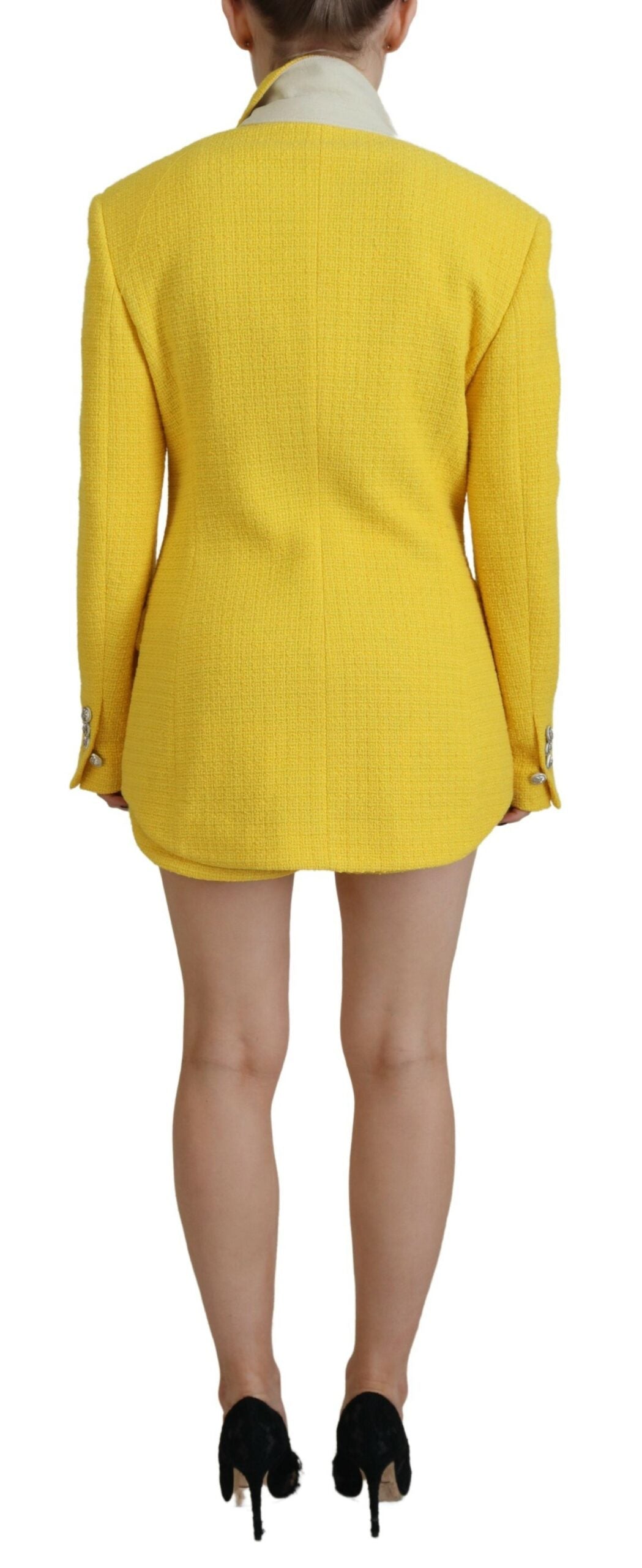 Dsquared² Yellow Peak Double Breasted Suit Blazer Short Set LUNESCAPE