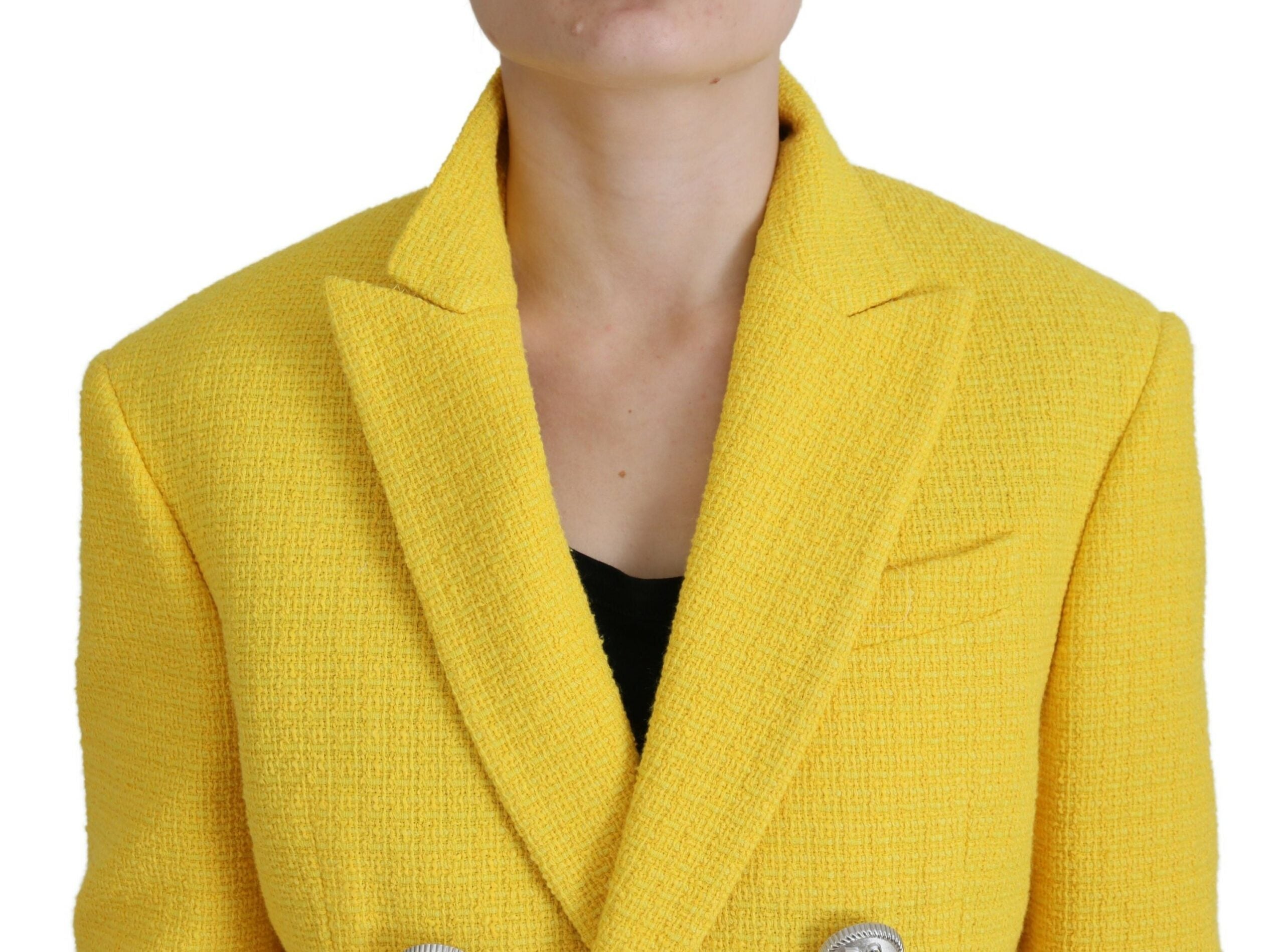 Dsquared² Yellow Peak Double Breasted Suit Blazer Short Set LUNESCAPE