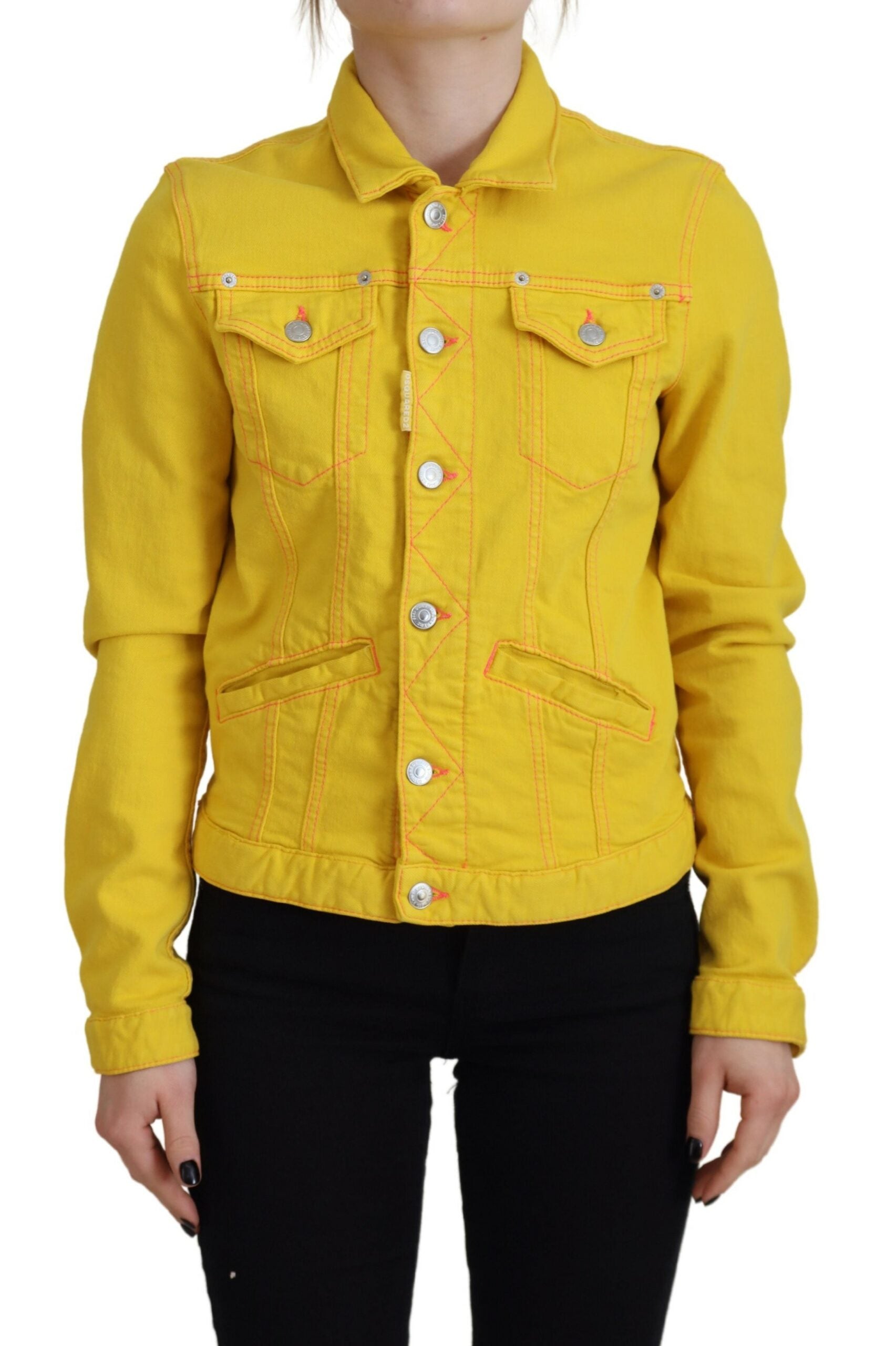 Dsquared² Yellow Collared Long Sleeves Denim Jacket LUNESCAPE