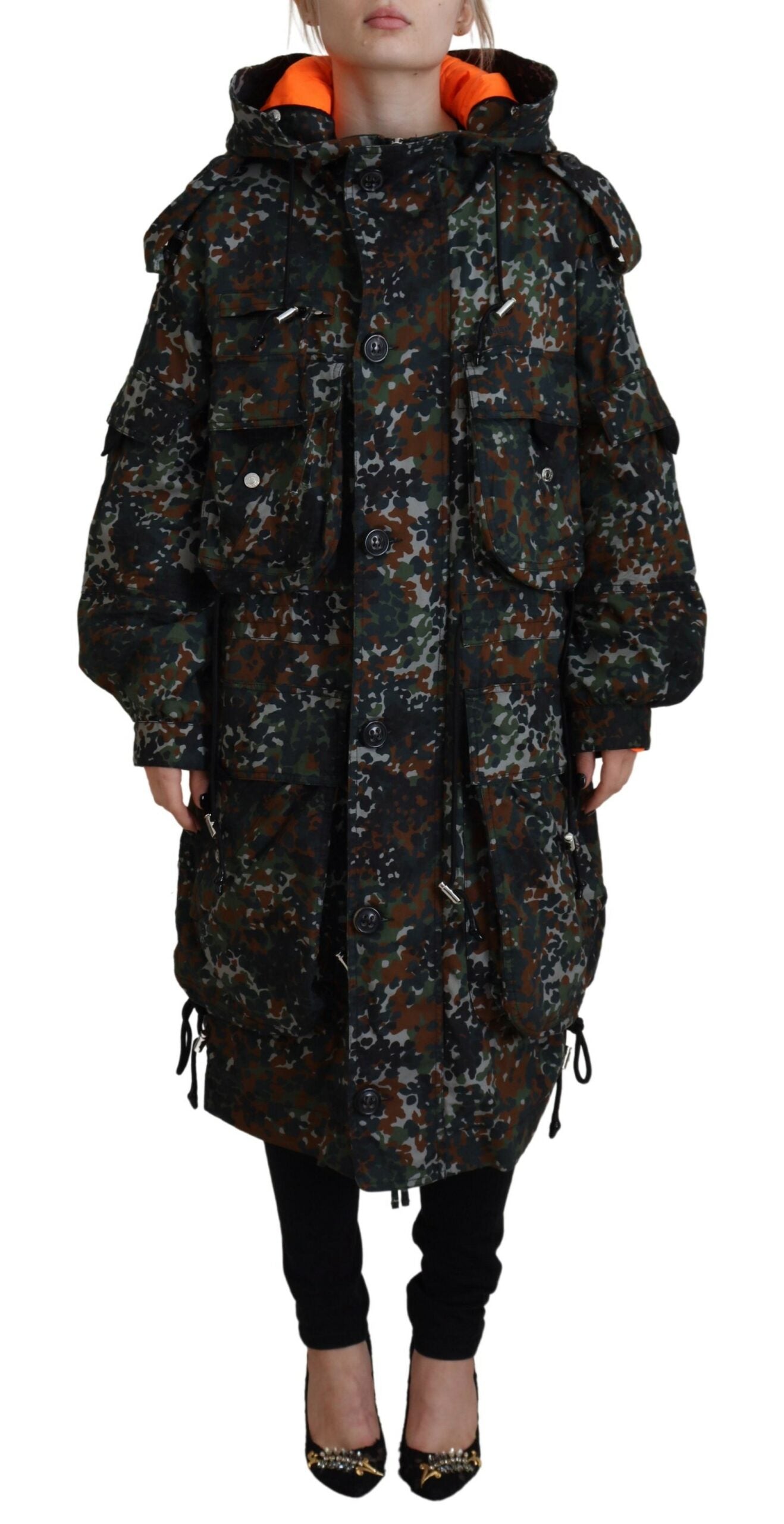 Dsquared² Green Hooded Goth Camouflage Print Parka Coat Jacket LUNESCAPE