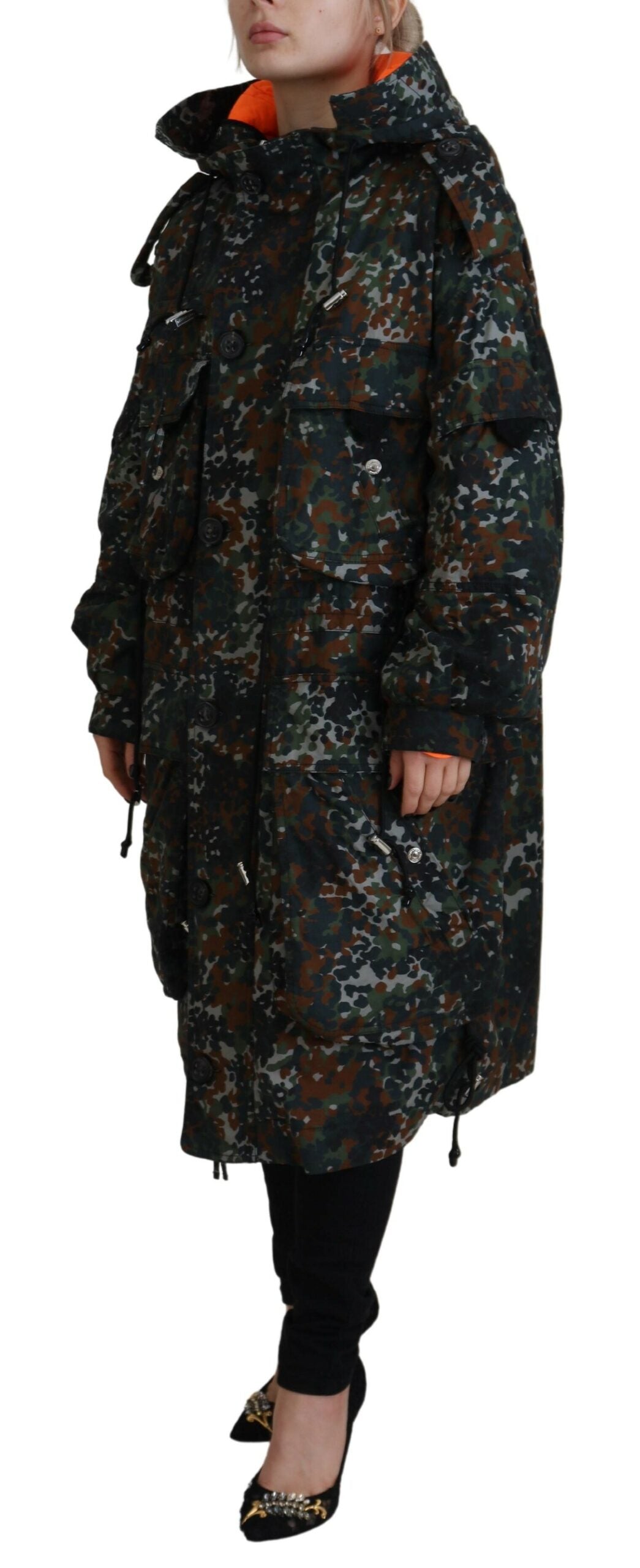 Dsquared² Green Hooded Goth Camouflage Print Parka Coat Jacket LUNESCAPE